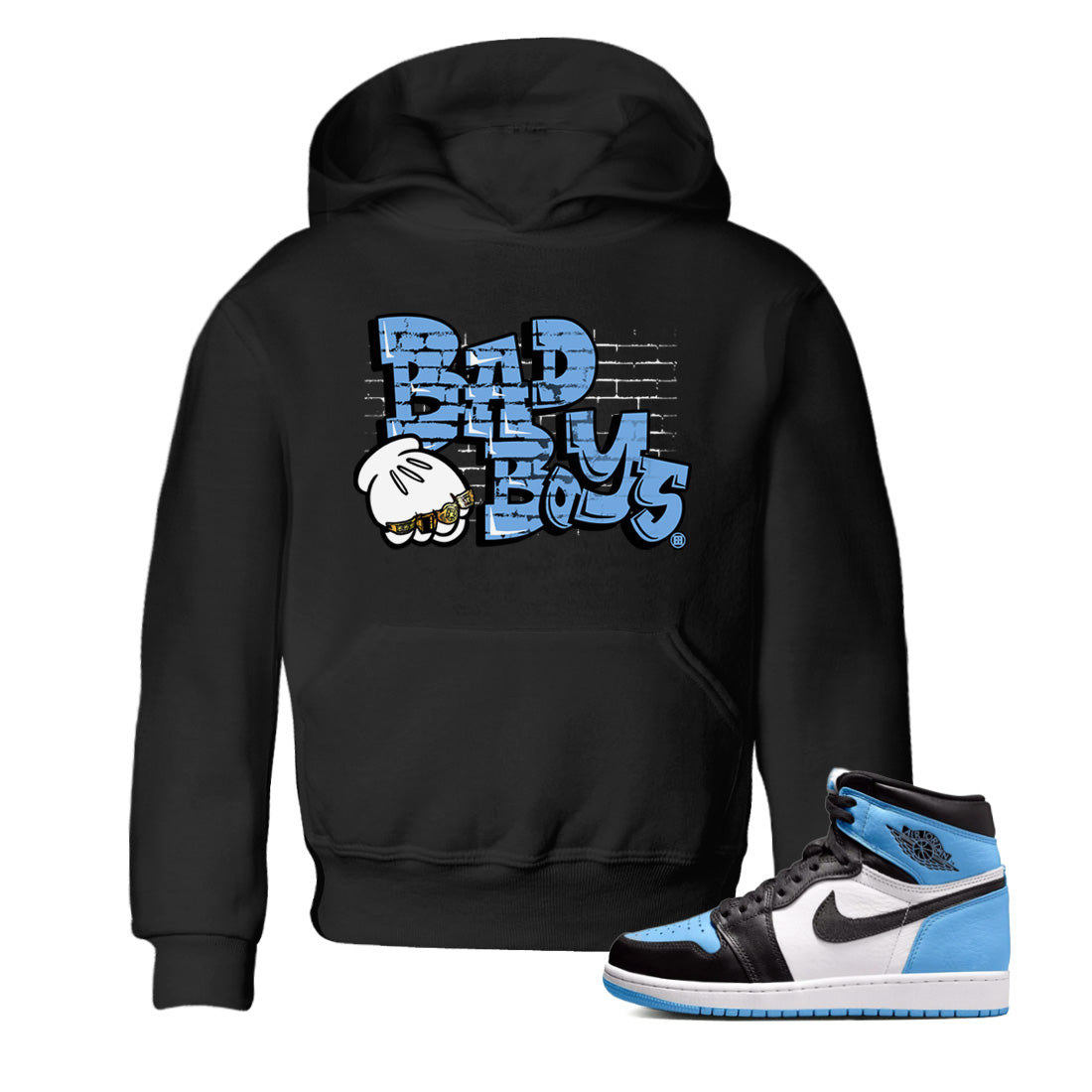 Bad Boys Kids Tops - Air Jordan 1 UNC Toe