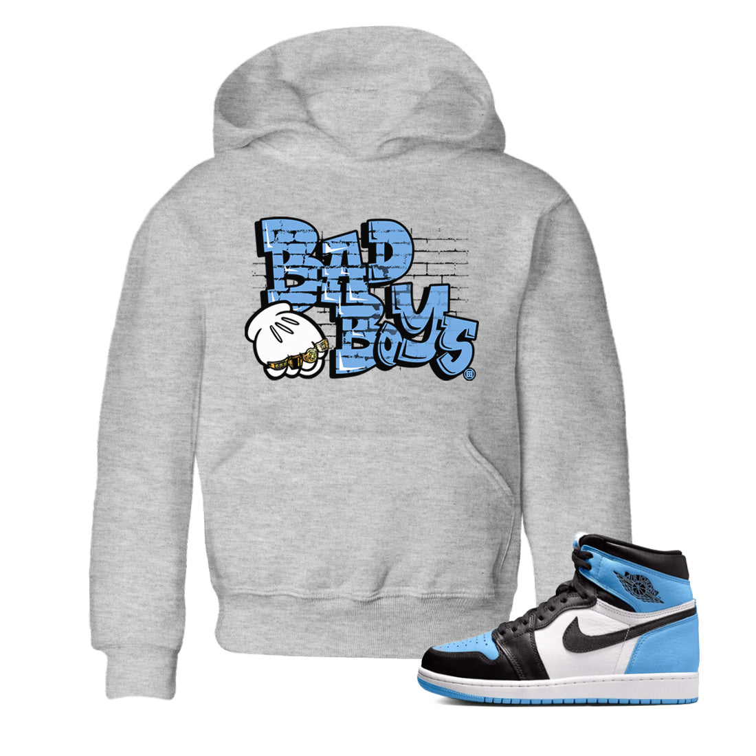 Bad Boys Kids Tops - Air Jordan 1 UNC Toe