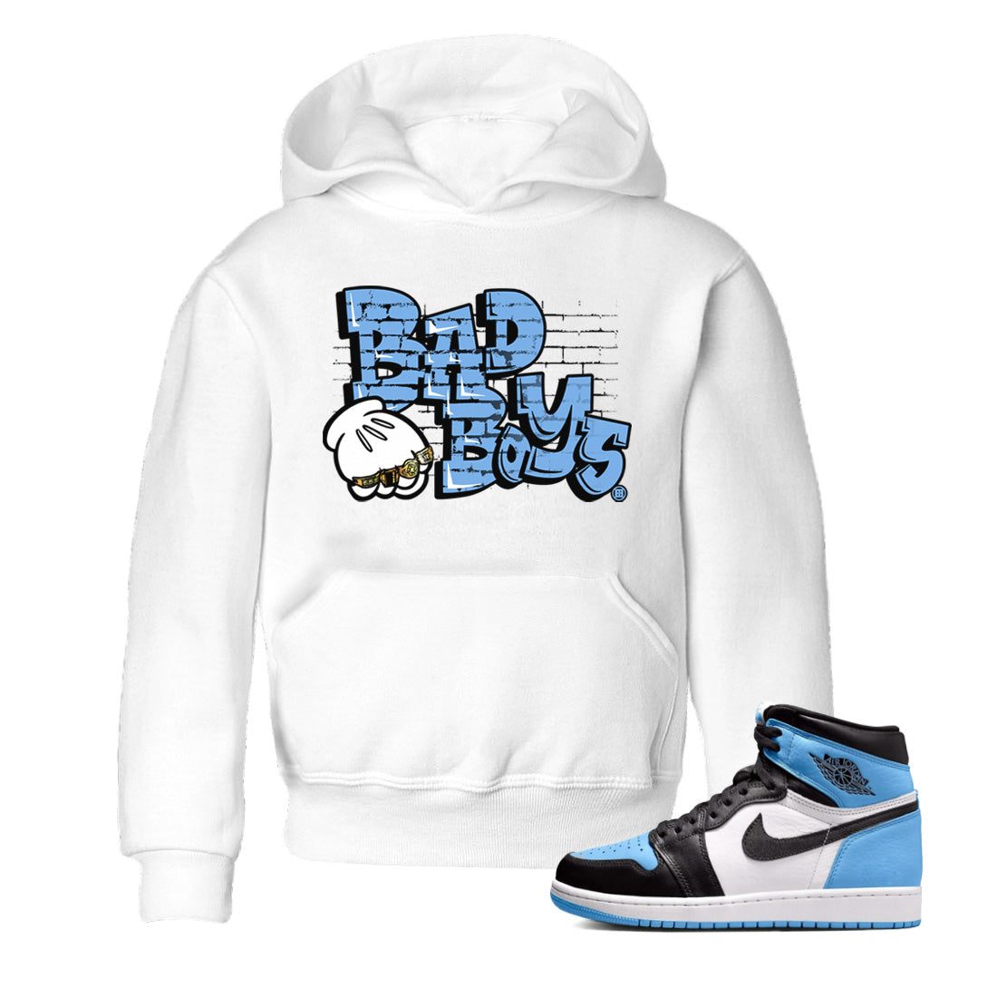 Bad Boys Kids Tops - Air Jordan 1 UNC Toe