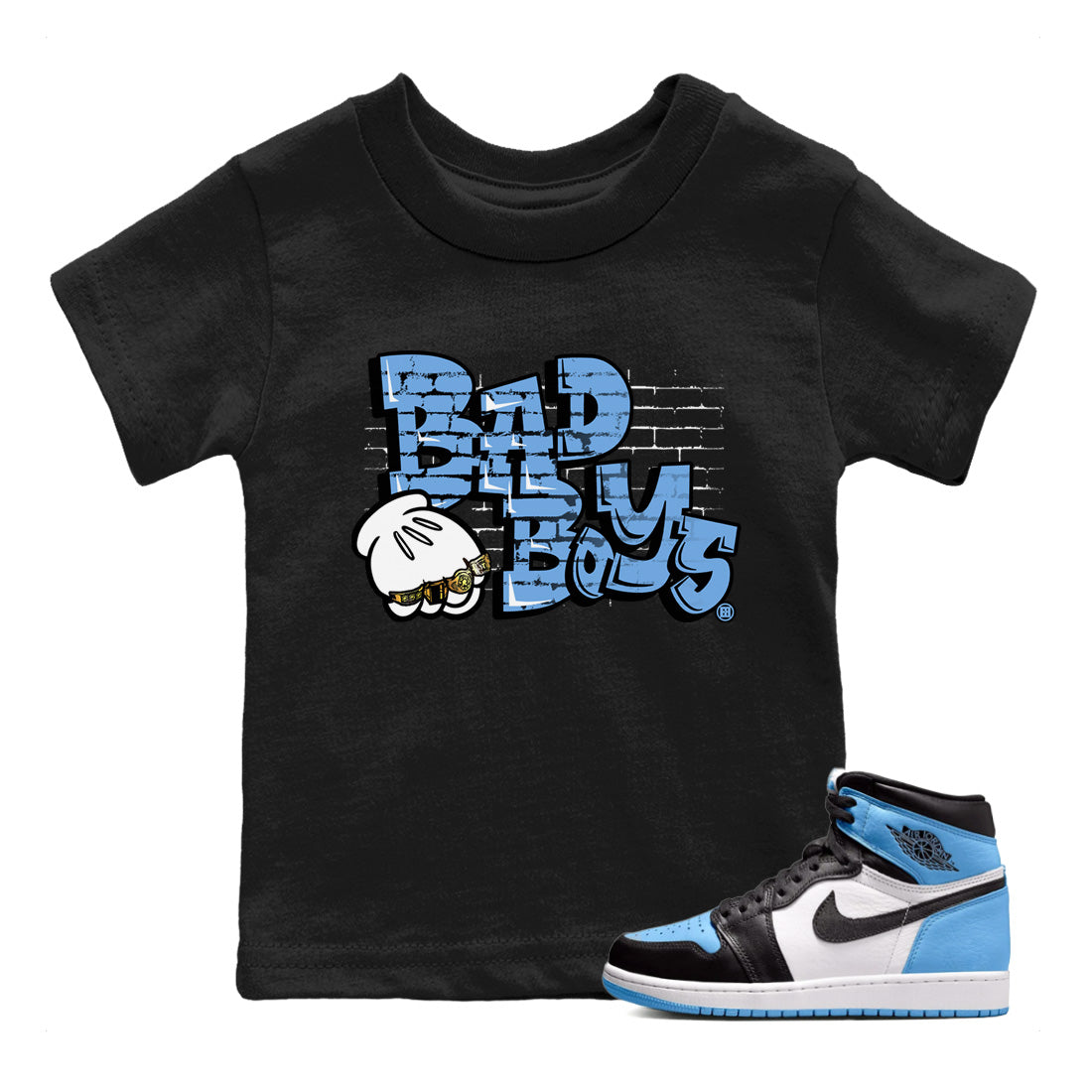 Bad Boys Kids Tops - Air Jordan 1 UNC Toe