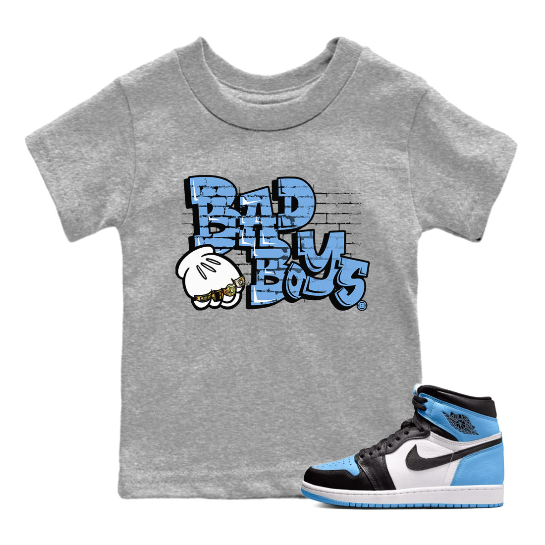 Bad Boys Kids Tops - Air Jordan 1 UNC Toe