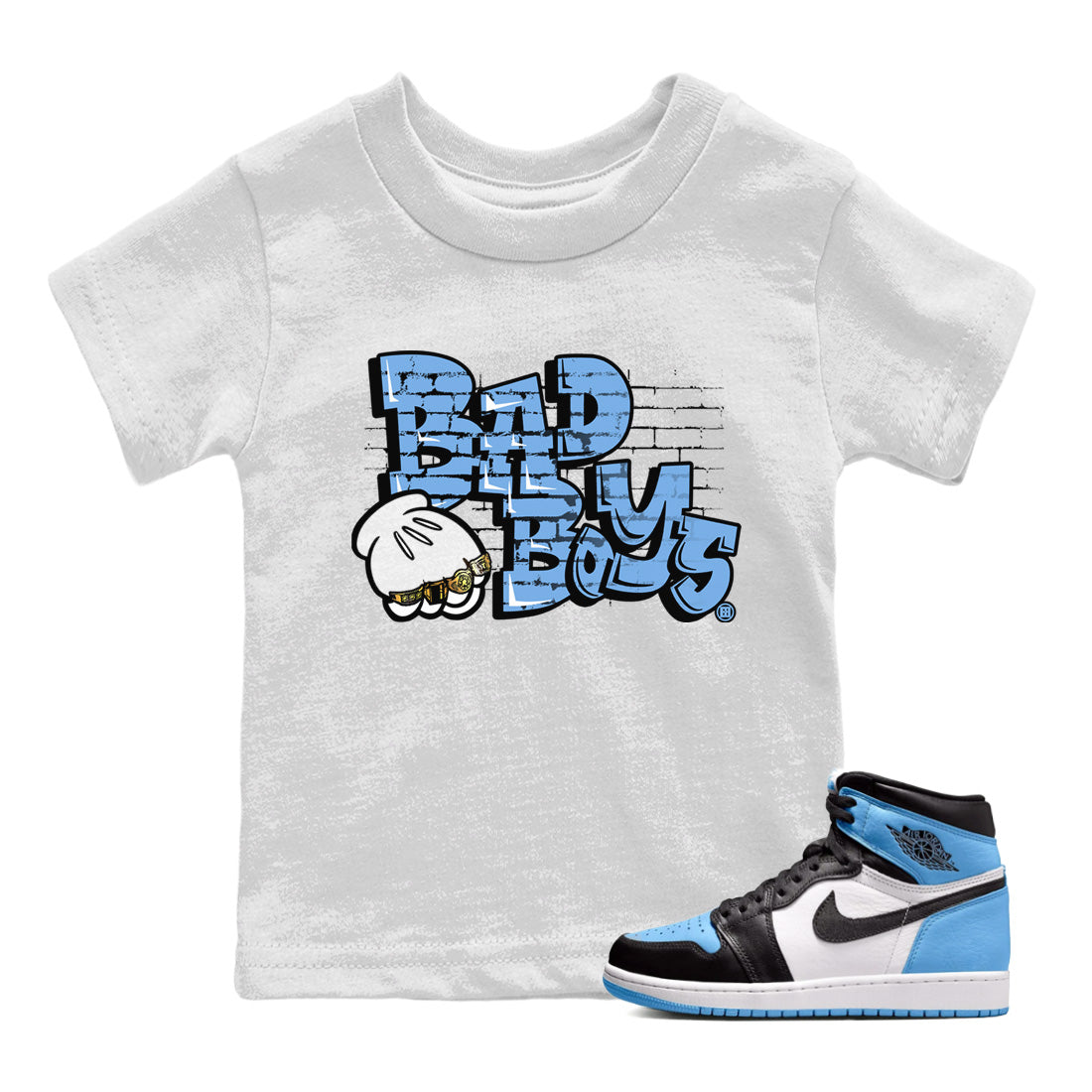 Bad Boys Kids Tops - Air Jordan 1 UNC Toe