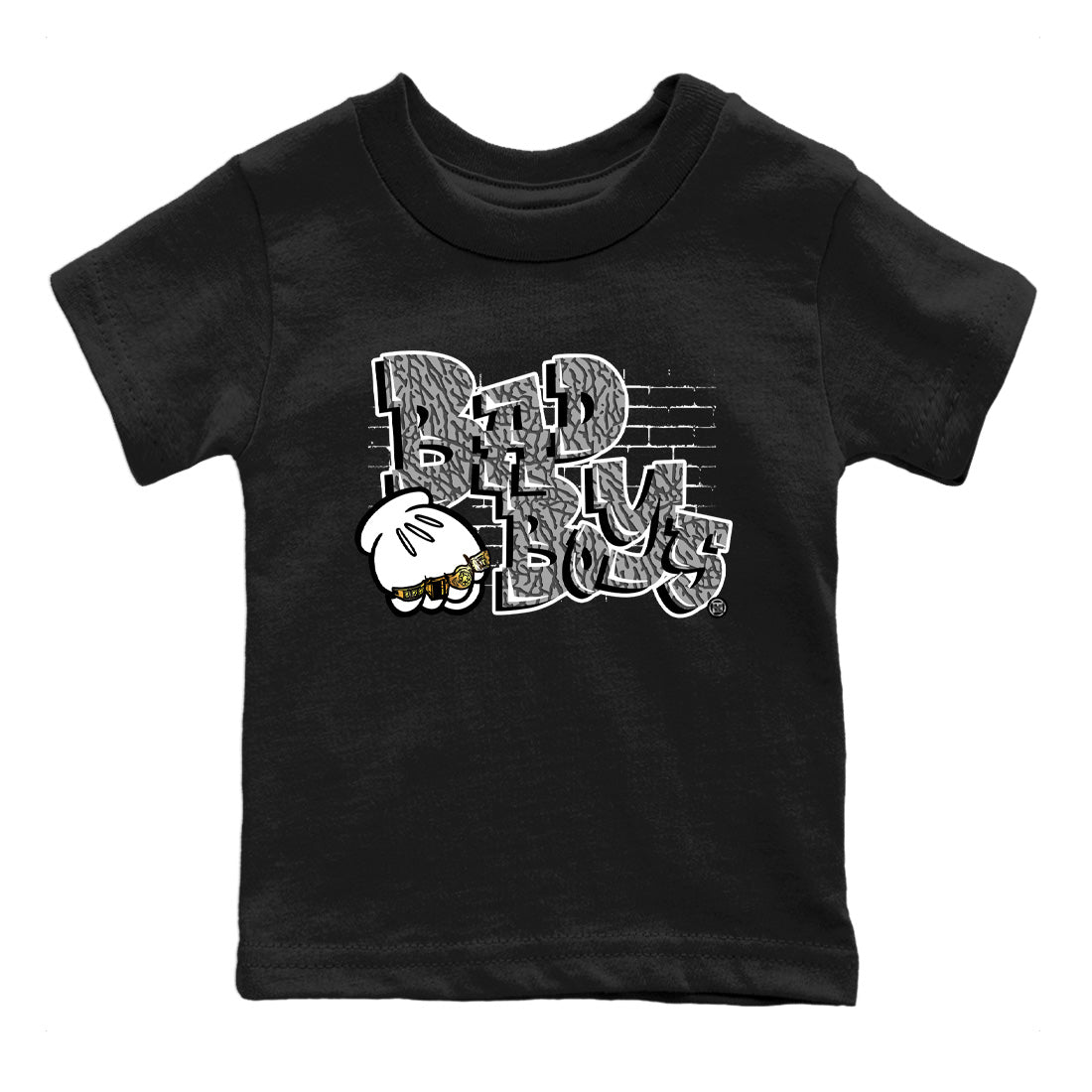 Bad Boys Kids Tops - Air Jordan 1 White Cement