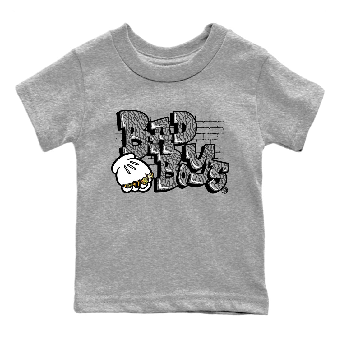 Bad Boys Kids Tops - Air Jordan 1 White Cement