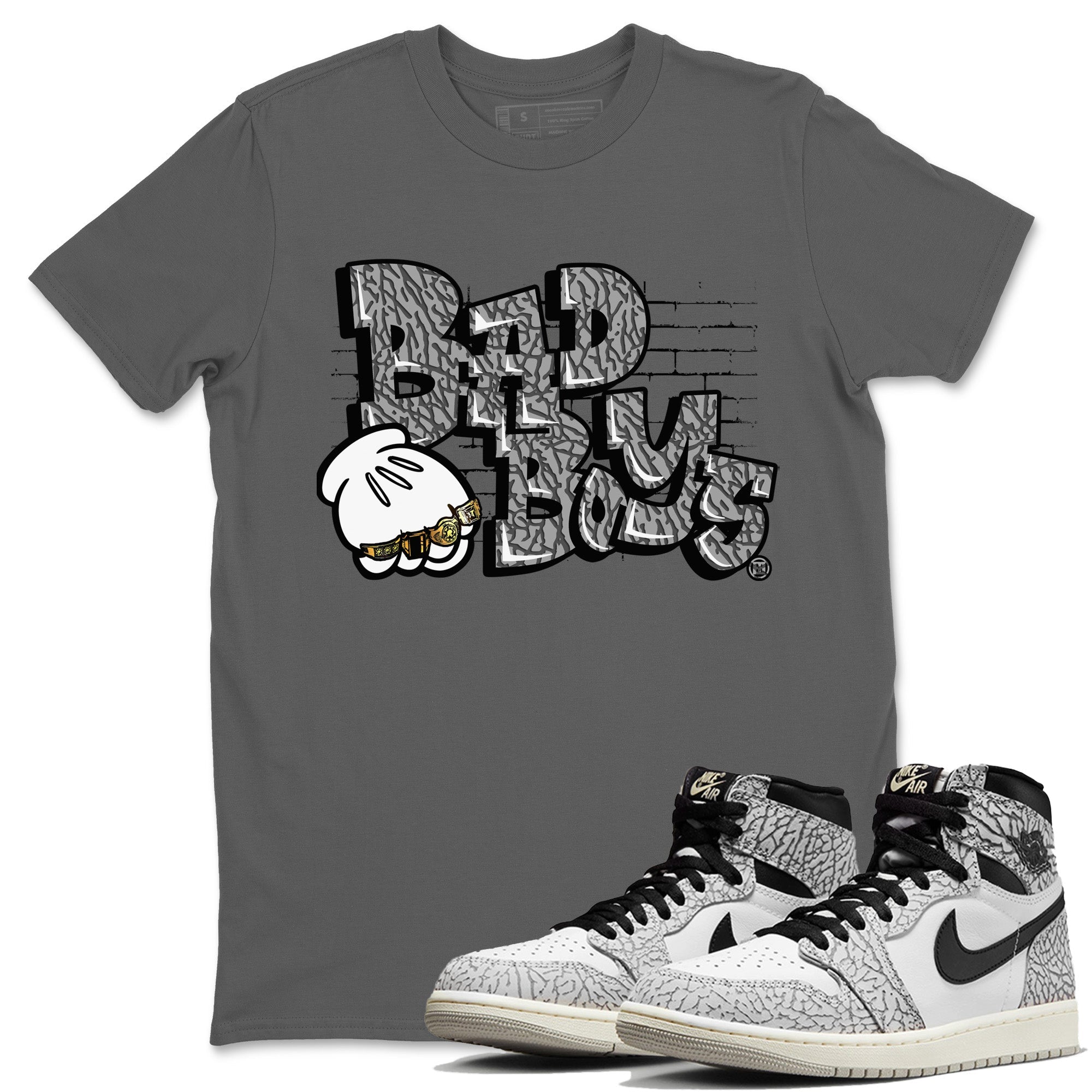 Bad Boys Unisex Tops - Air Jordan 1 White Cement