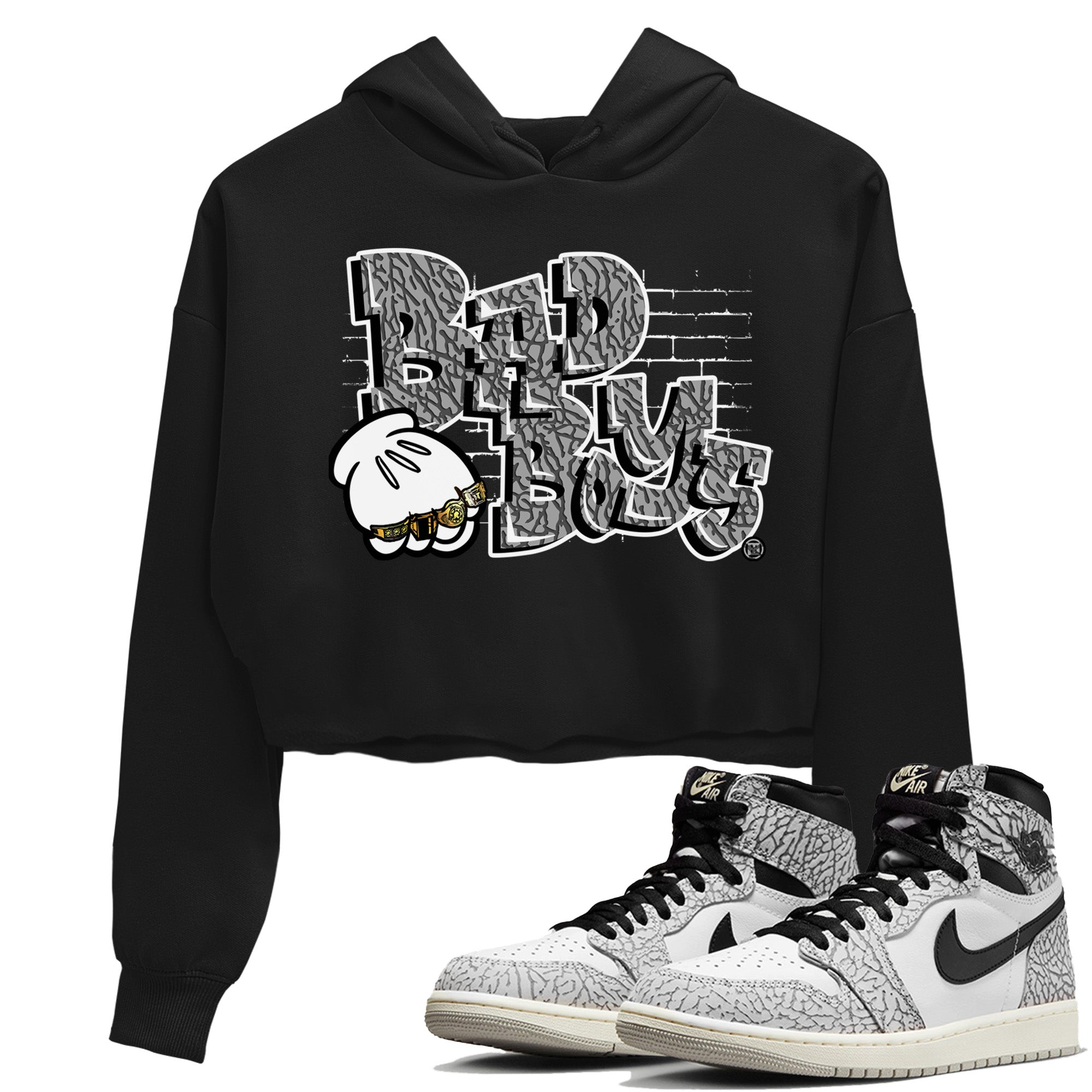 Bad Boys Women's Tops - Air Jordan 1 White Cement