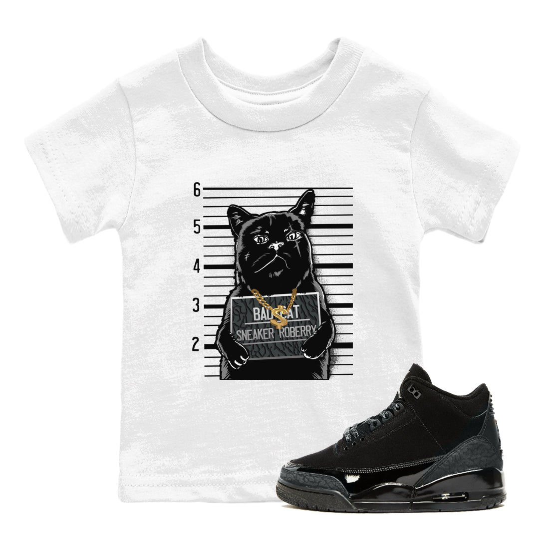 Bad Cat snkmatch Tees Kids - Air Jordan 3 Black Cat