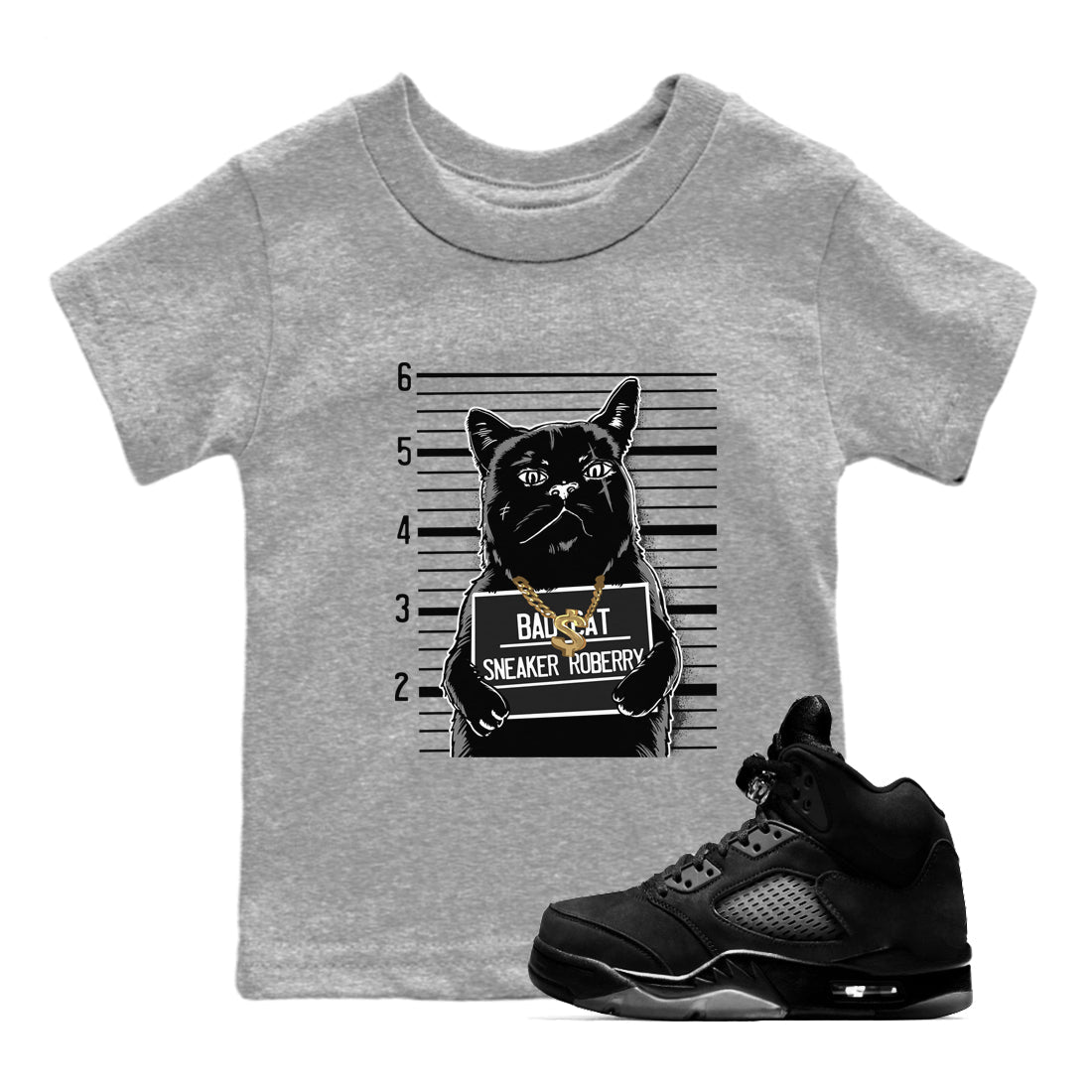 Bad Cat snkmatch Tees Kids - Air Jordan 5 Black Cat