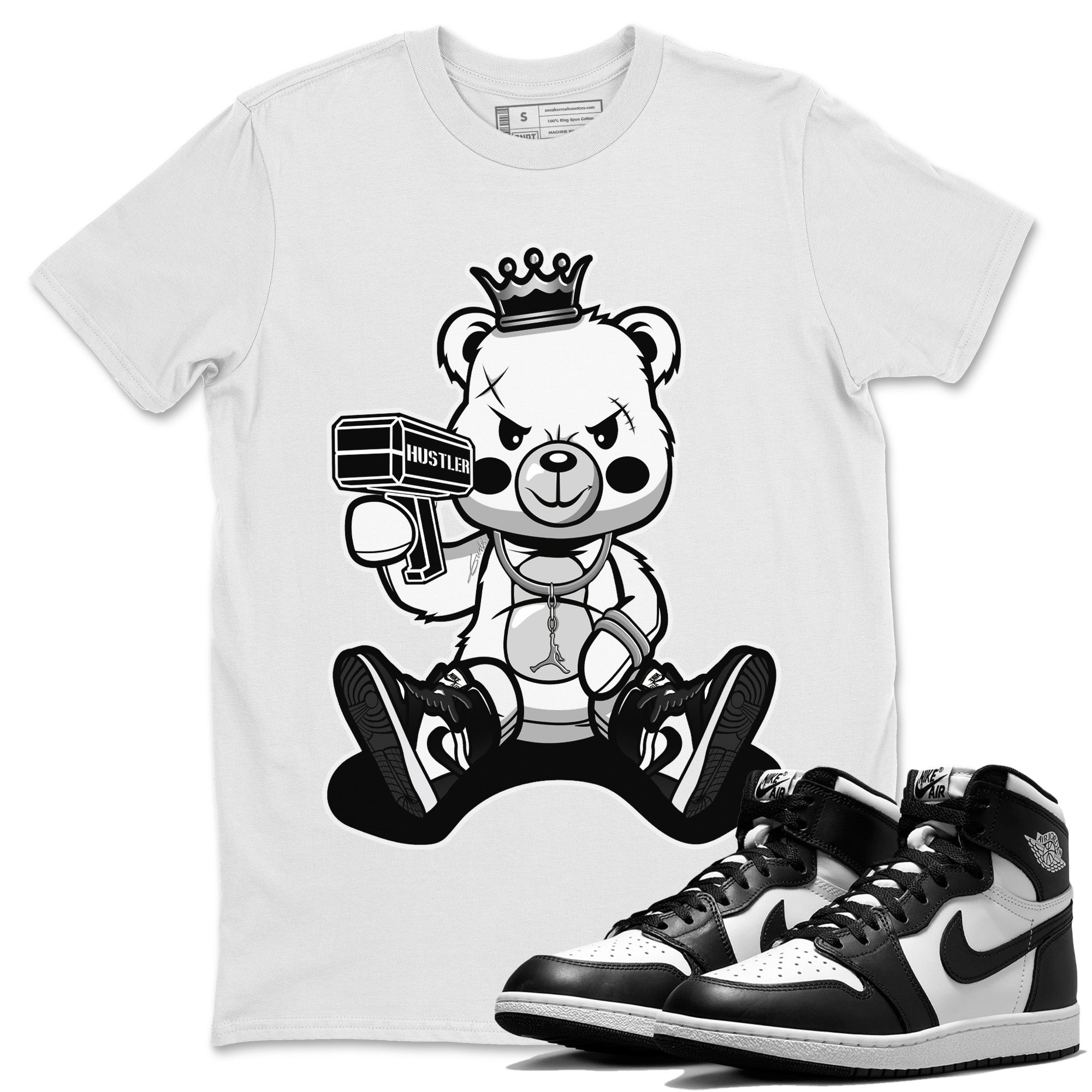Bad King Baby Bear Unisex Tops - Air Jordan 1 Black White