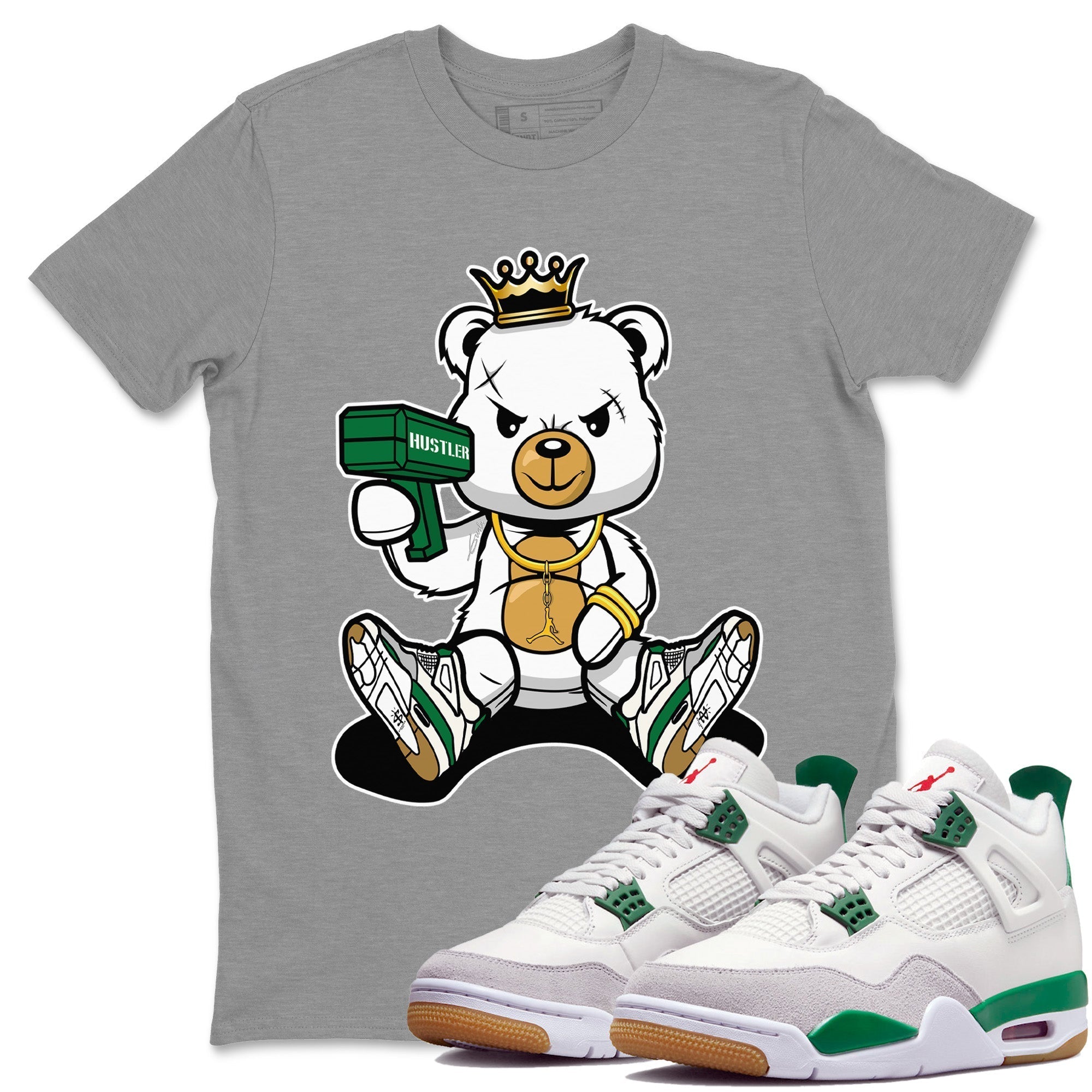 Bad King Baby Bear Unisex Tops - Air Jordan 4 Pine Green