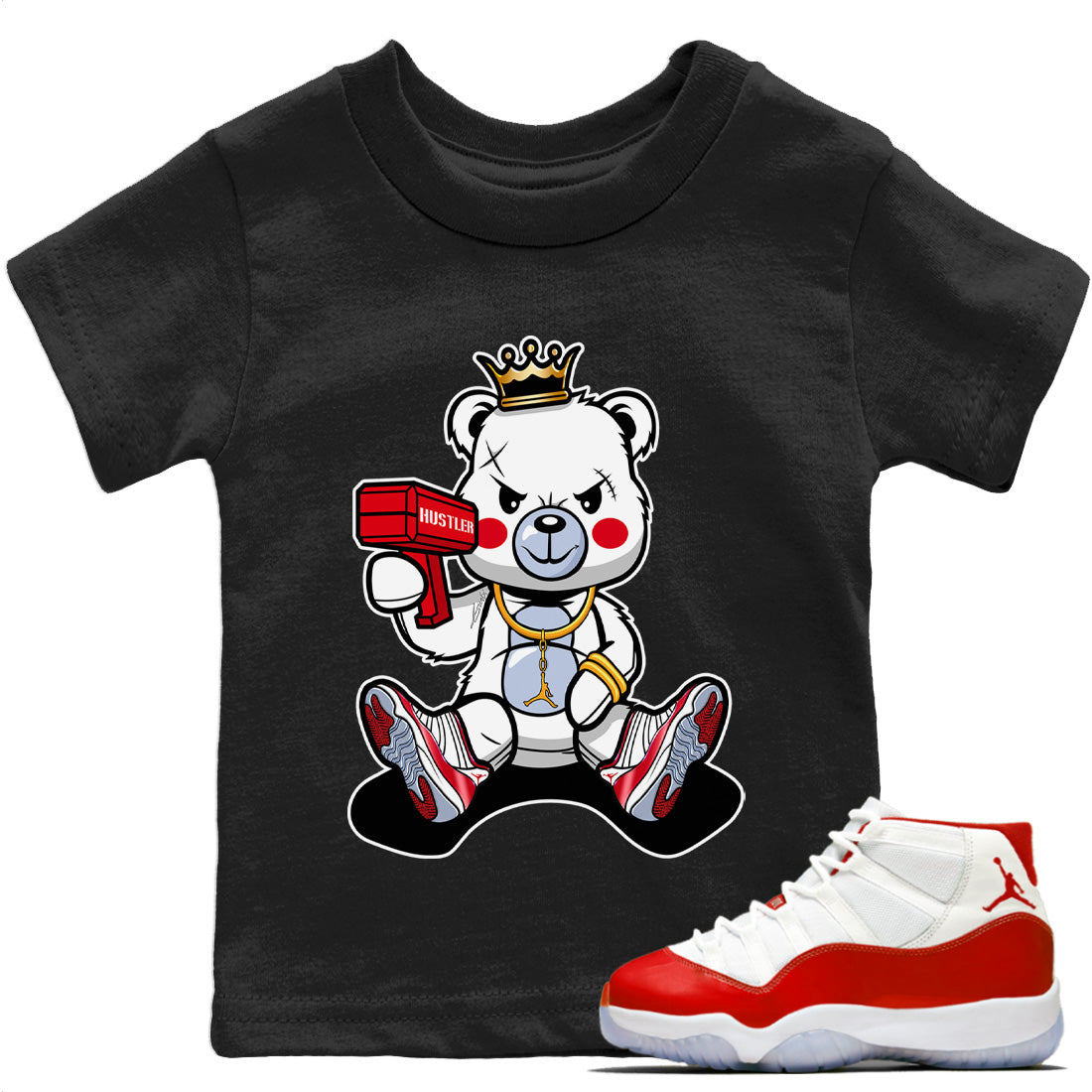 Bad King Baby Bear Kids Tops - Air Jordan 11 Cherry