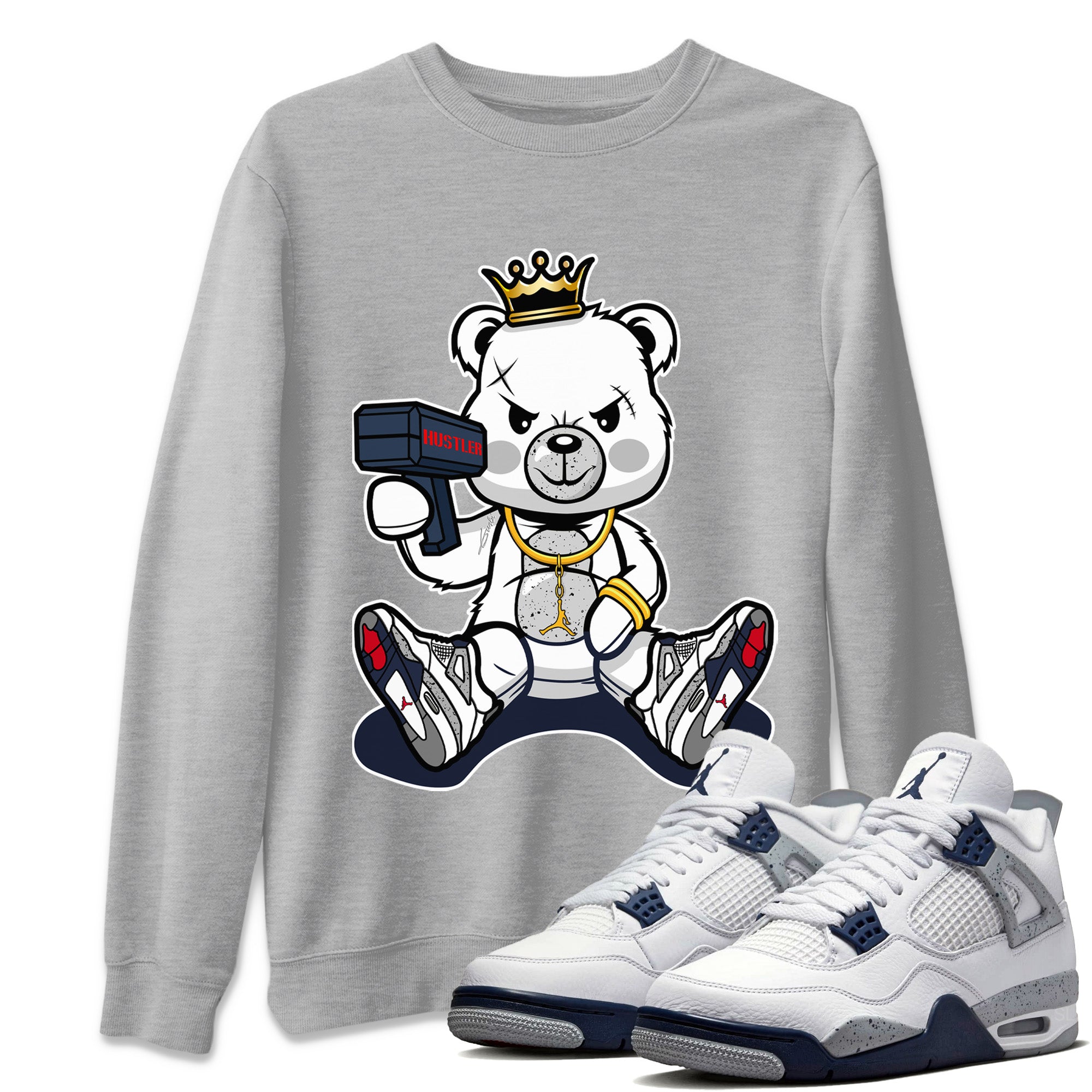 Bad King Baby Bear Unisex Tops - Air Jordan 4 Midnight Navy