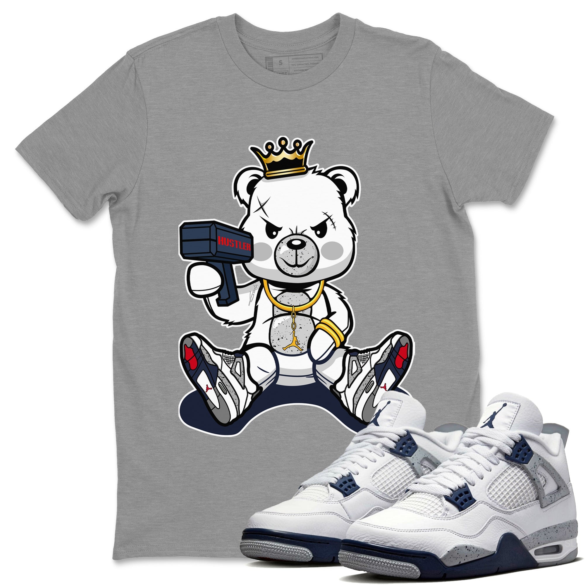 Bad King Baby Bear Unisex Tops - Air Jordan 4 Midnight Navy
