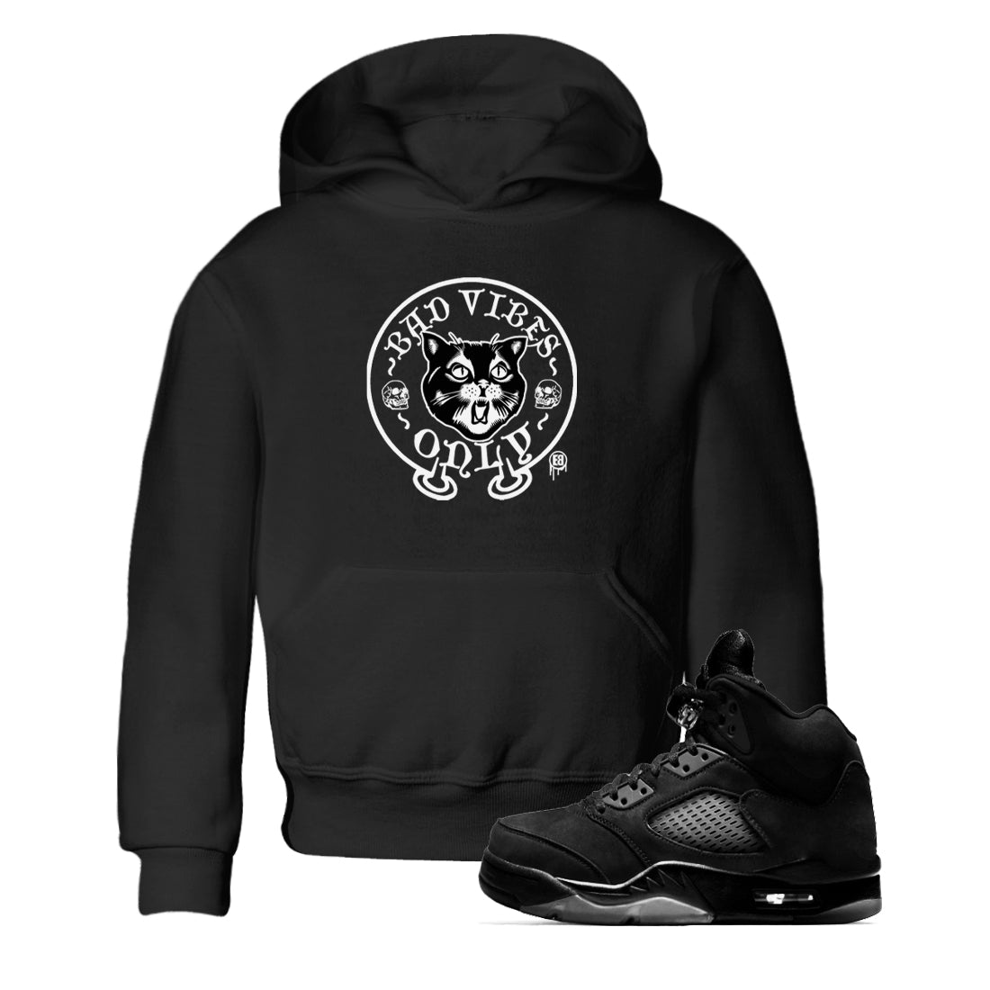 Bad Vibes Only snkmatch Tees Kids - Air Jordan 5 Black Cat