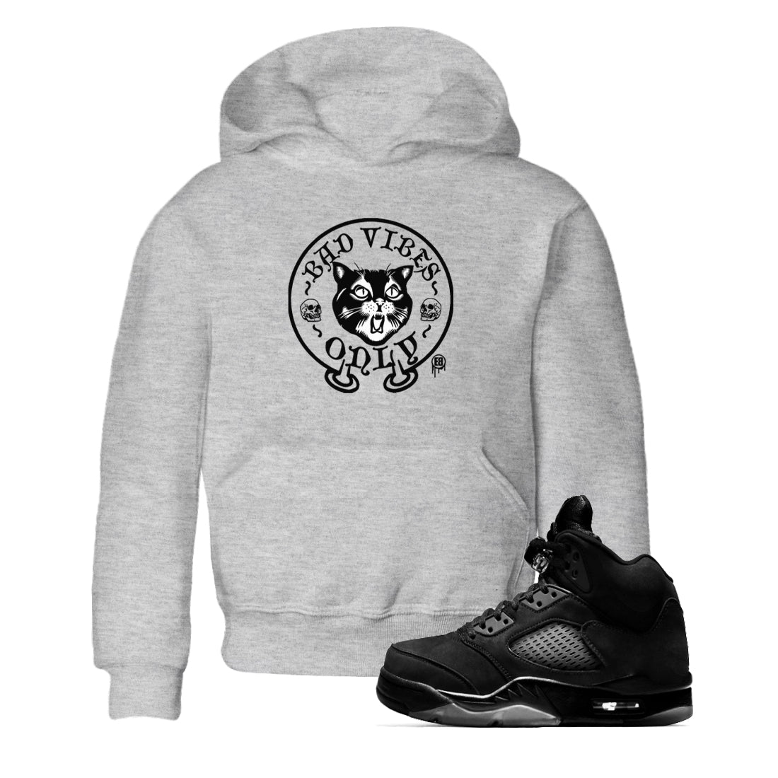 Bad Vibes Only snkmatch Tees Kids - Air Jordan 5 Black Cat