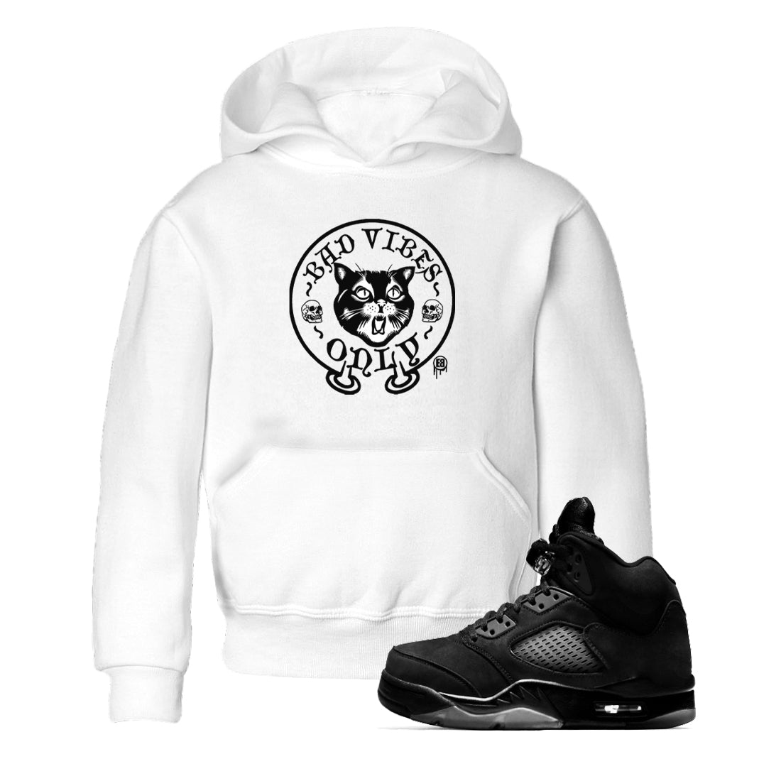 Bad Vibes Only snkmatch Tees Kids - Air Jordan 5 Black Cat