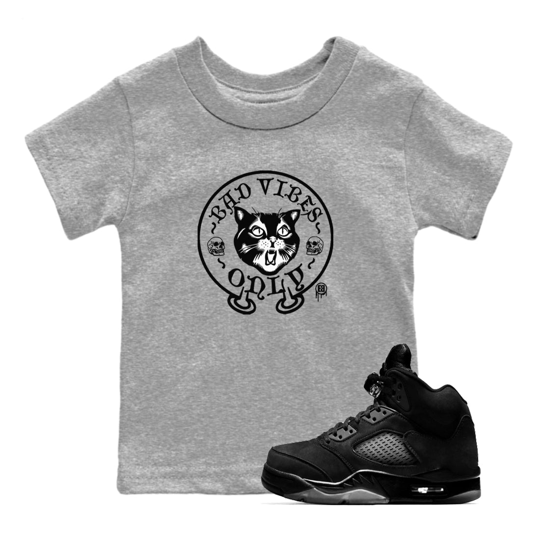 Bad Vibes Only snkmatch Tees Kids - Air Jordan 5 Black Cat