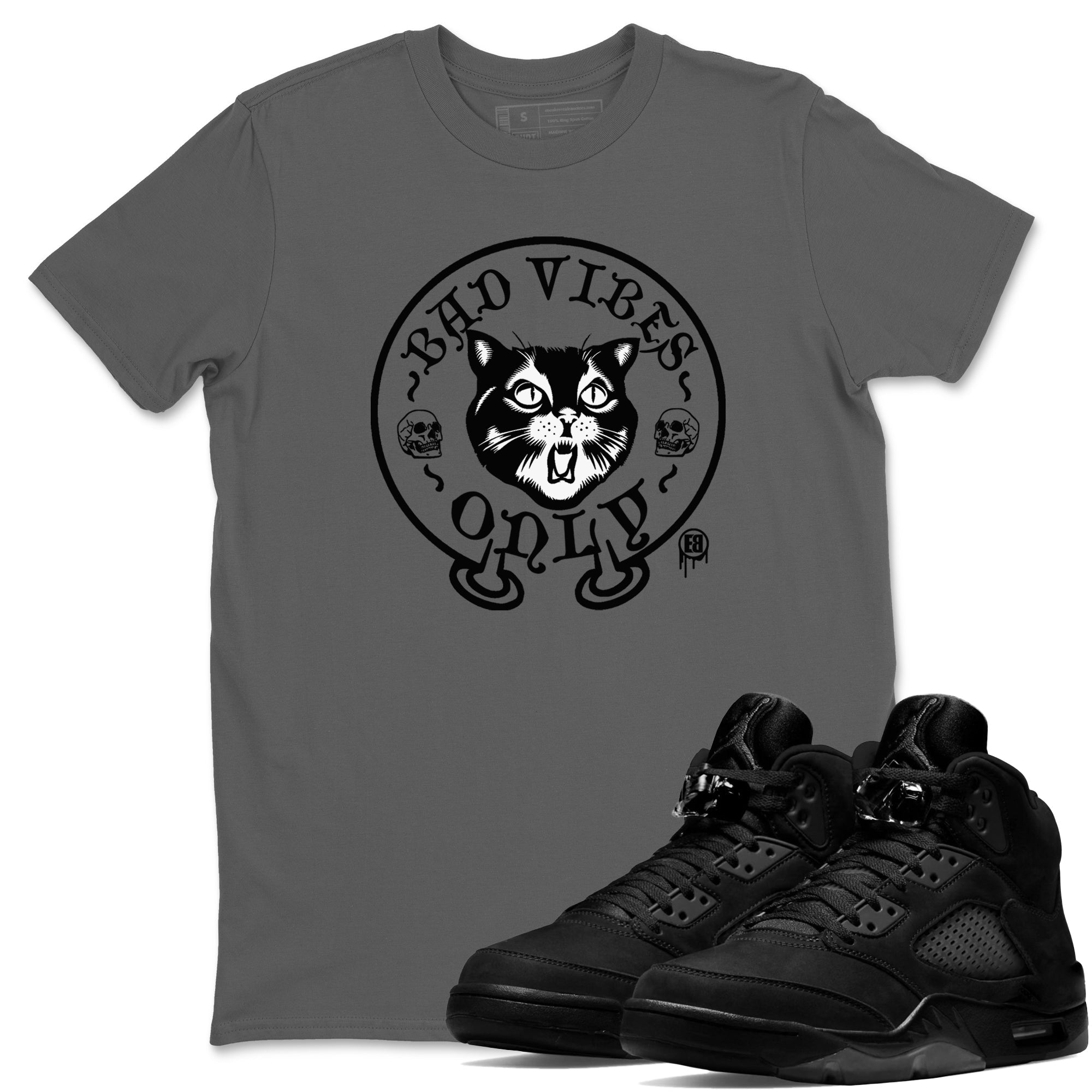 Bad Vibes Only snkmatch Tees - Air Jordan 5 Black Cat