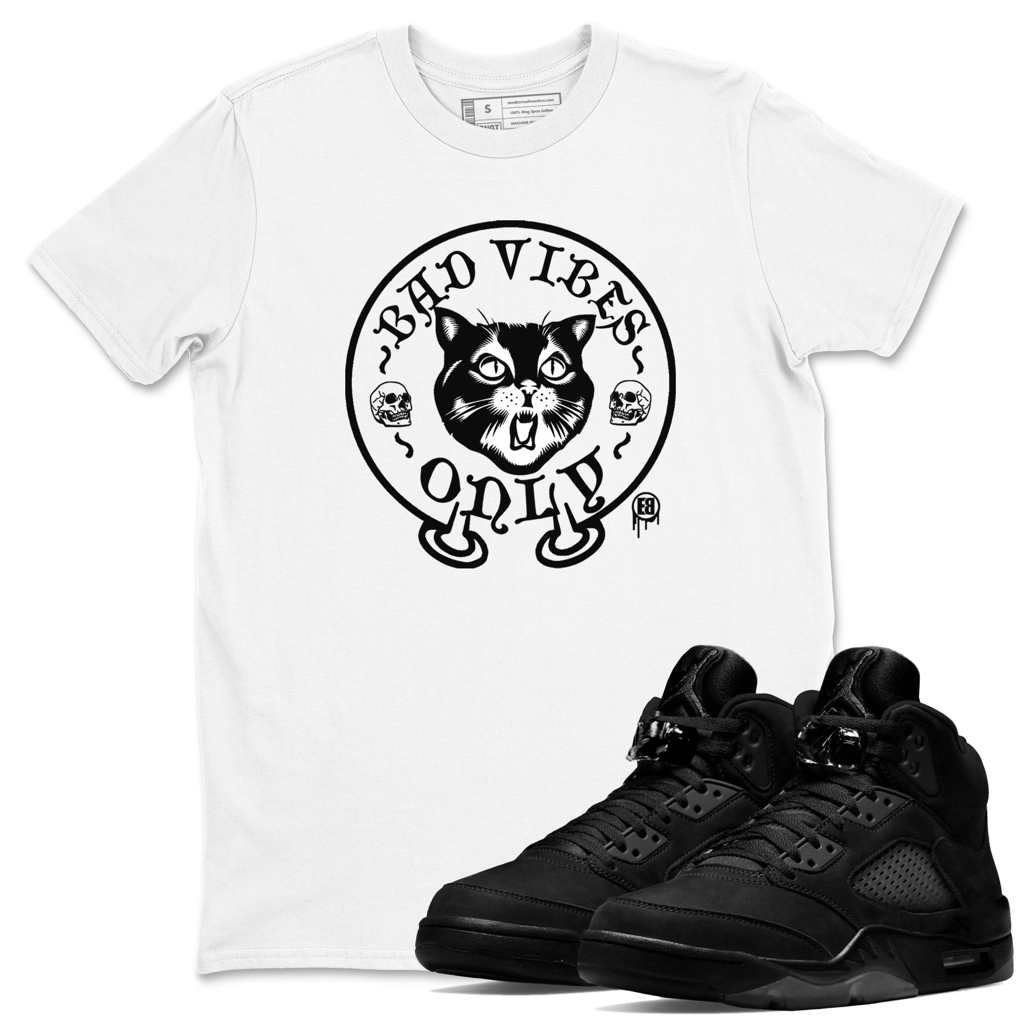 Bad Vibes Only snkmatch Tees - Air Jordan 5 Black Cat