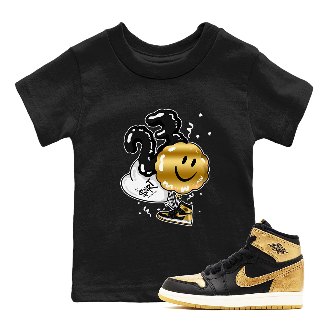 Balloon snkmatch Tees Kids - Air Jordan 1 Black Metallic Gold