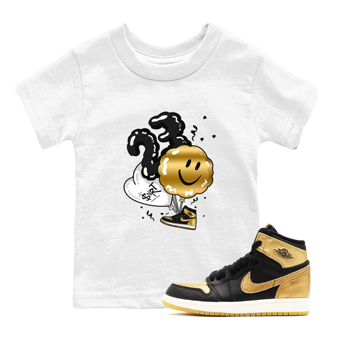 Balloon snkmatch Tees Kids - Air Jordan 1 Black Metallic Gold