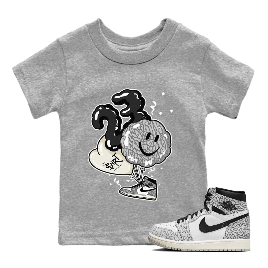 Balloon Kids Tops - Air Jordan 1 White Cement