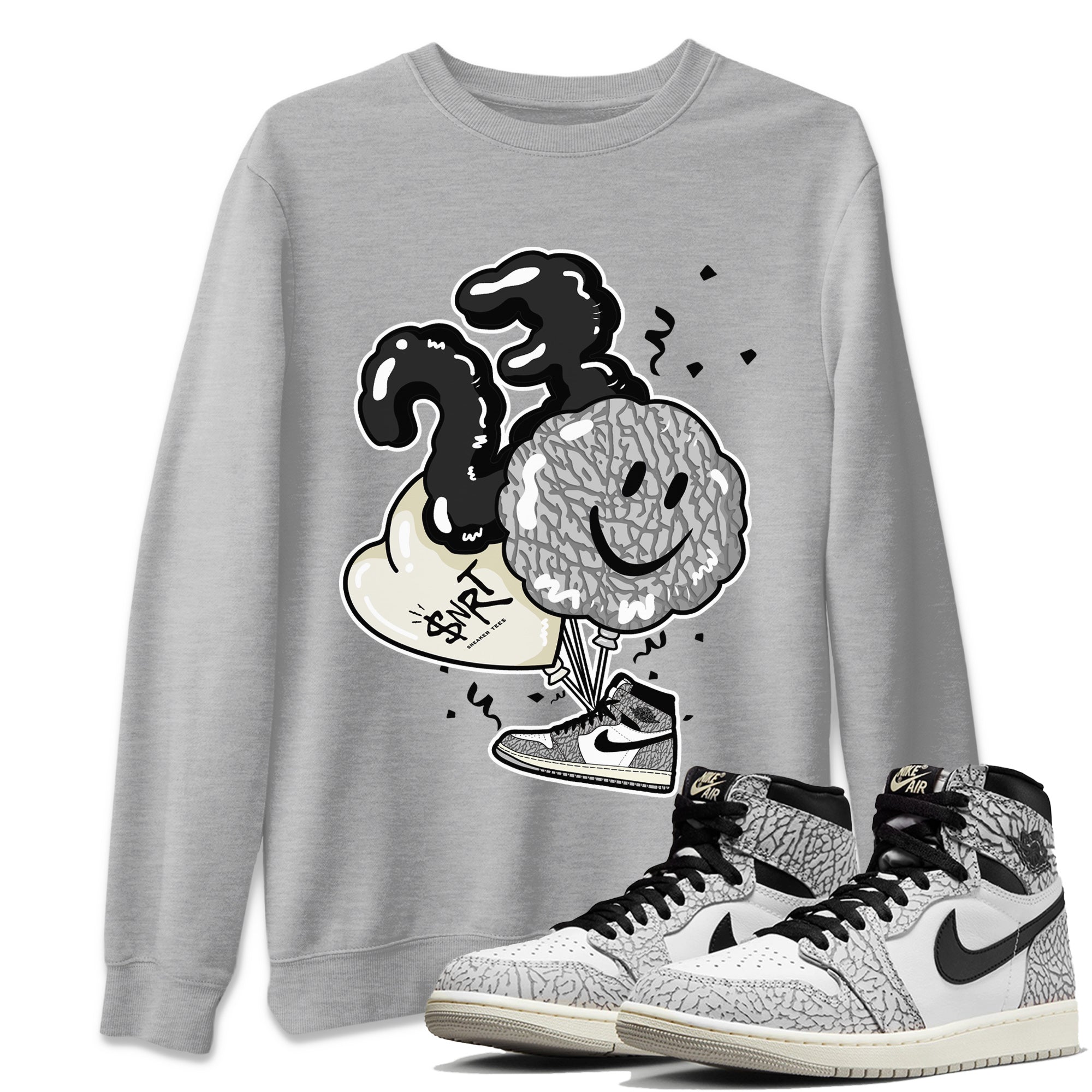 Balloon Unisex Tops - Air Jordan 1 White Cement
