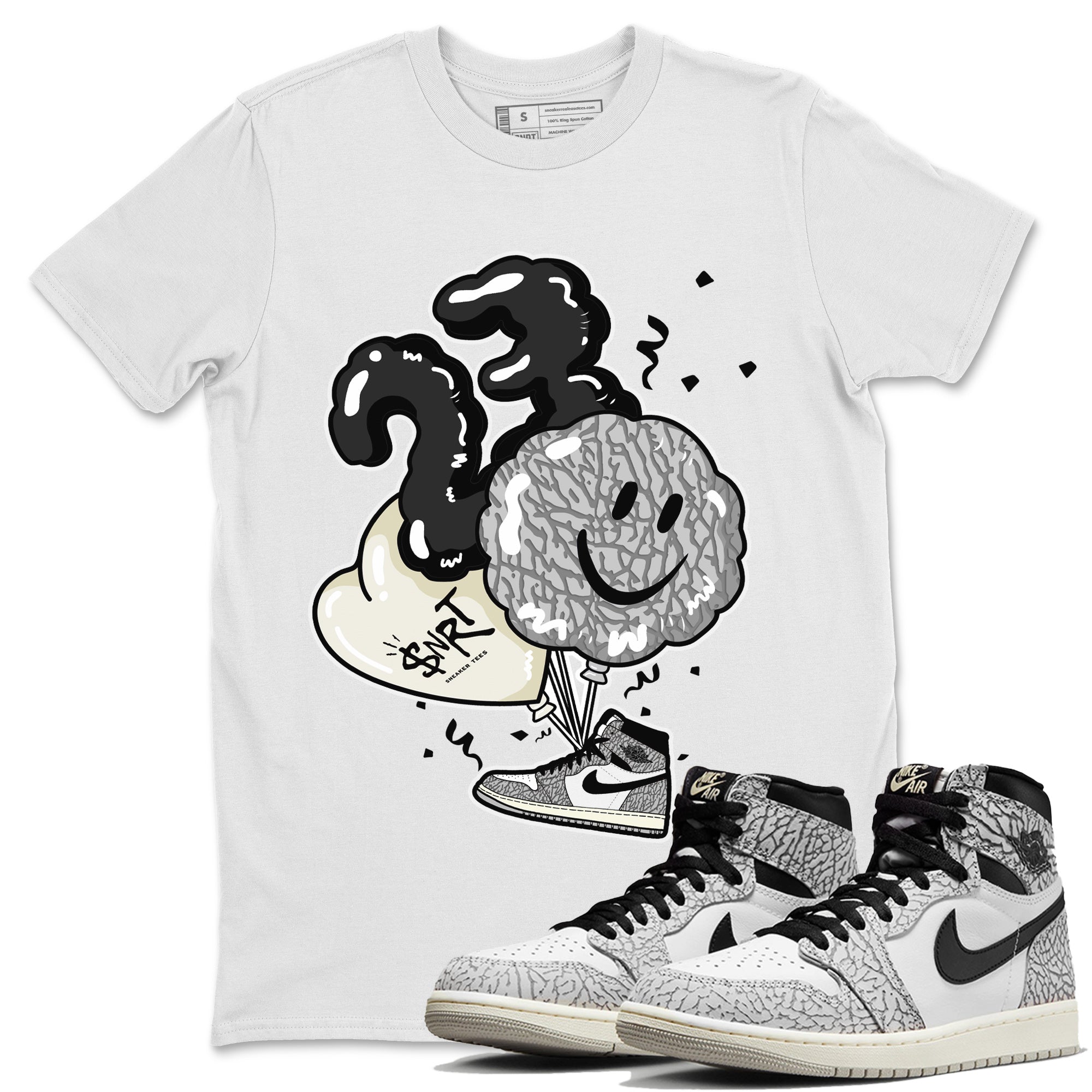 Balloon Unisex Tops - Air Jordan 1 White Cement