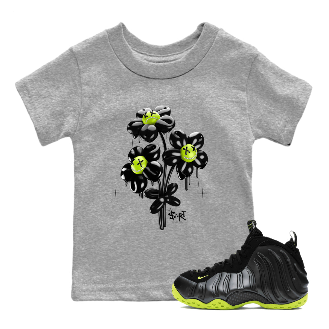 Balloon Bouquet snkmatch Tees Kids - Air Foamposite One Black Volt