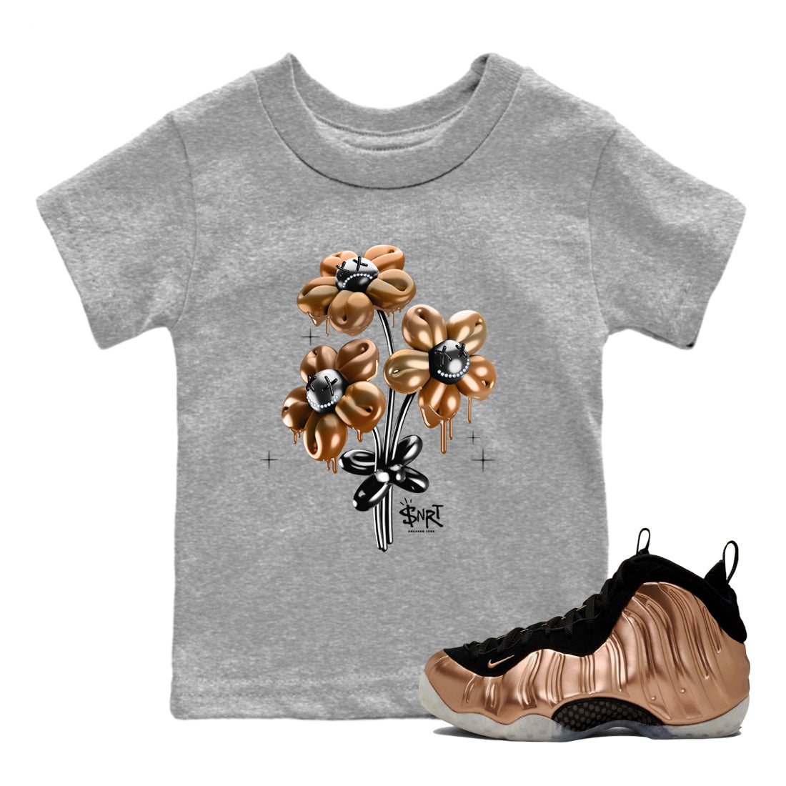 Balloon Bouquet snkmatch Tees Kids - Air Foamposite One Metallic Copper