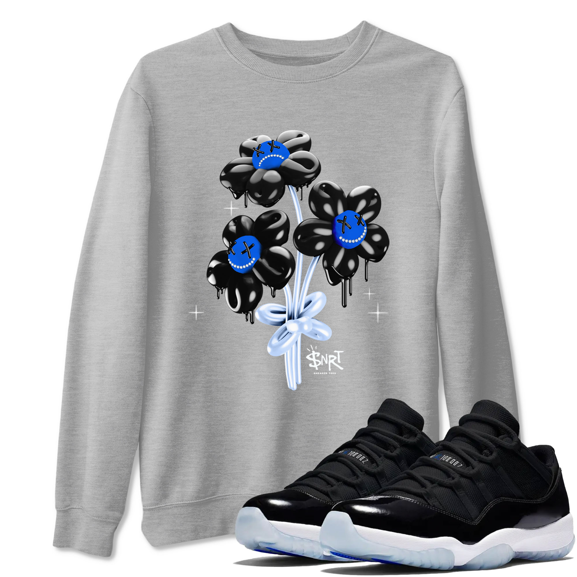 Balloon Bouquet snkmatch Tees - Air Jordan 11 Black and Varsity Royal