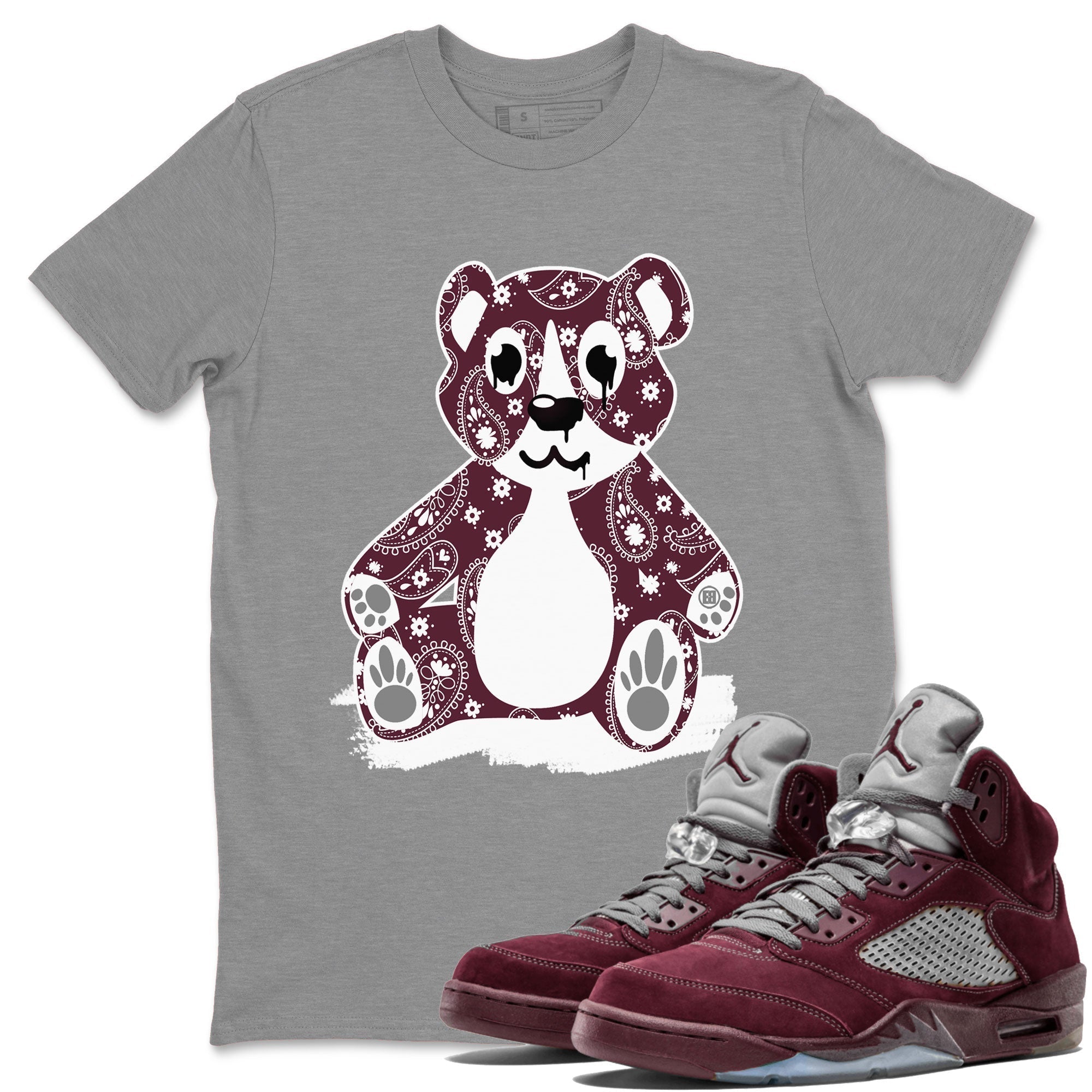 Bandana Bear Unisex Tops - Air Jordan 5 Burgundy