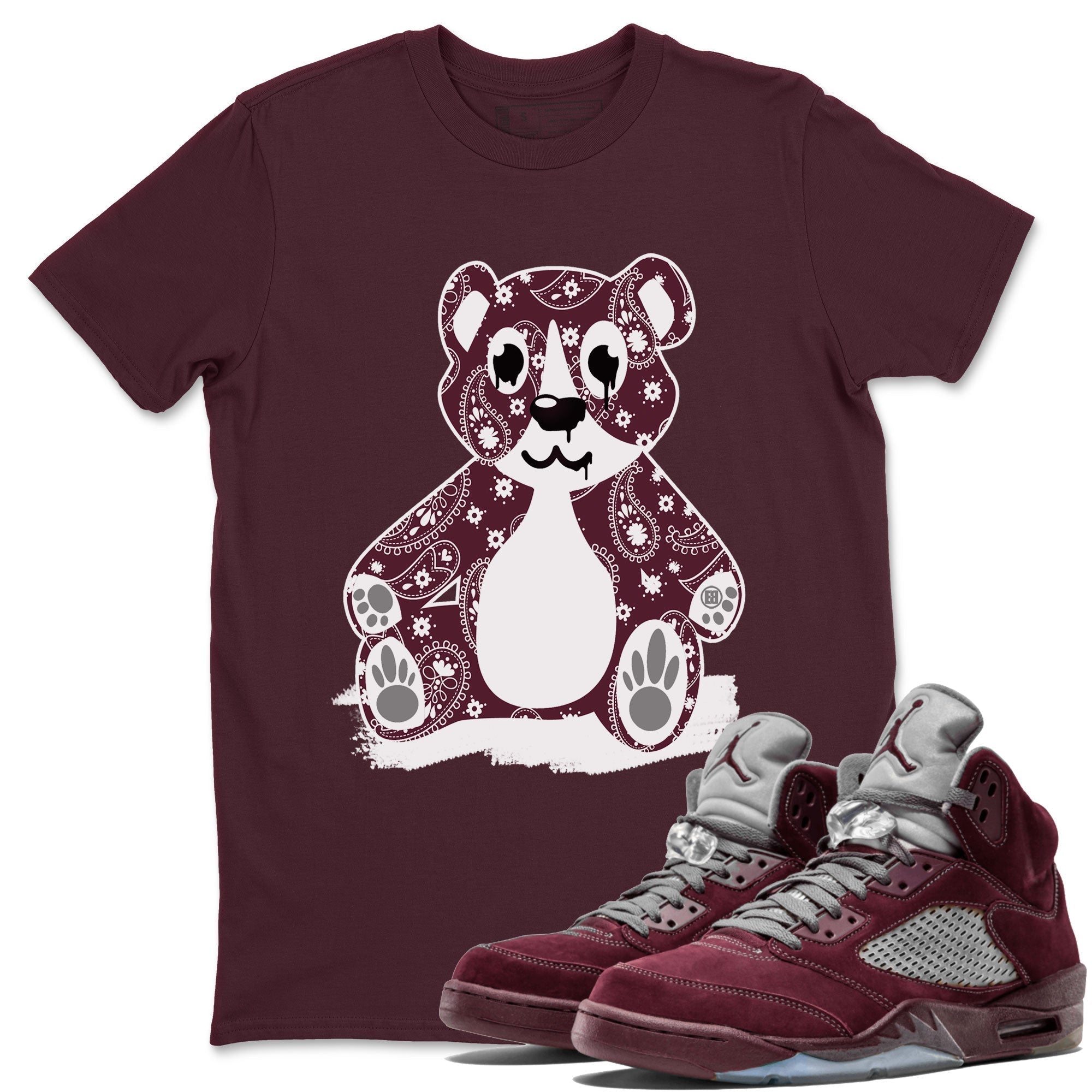 Bandana Bear Unisex Tops - Air Jordan 5 Burgundy