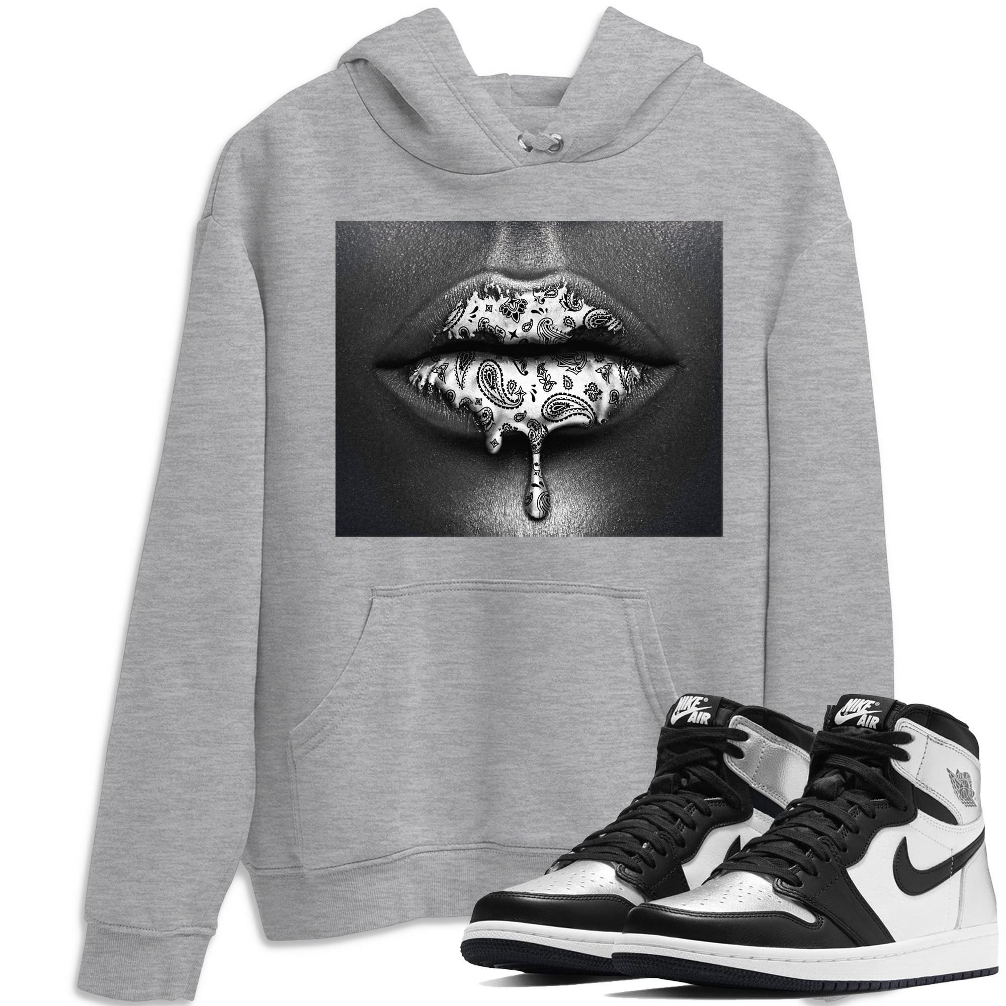 Bandana Lips Unisex Tops - Air Jordan 1 Silver Toe