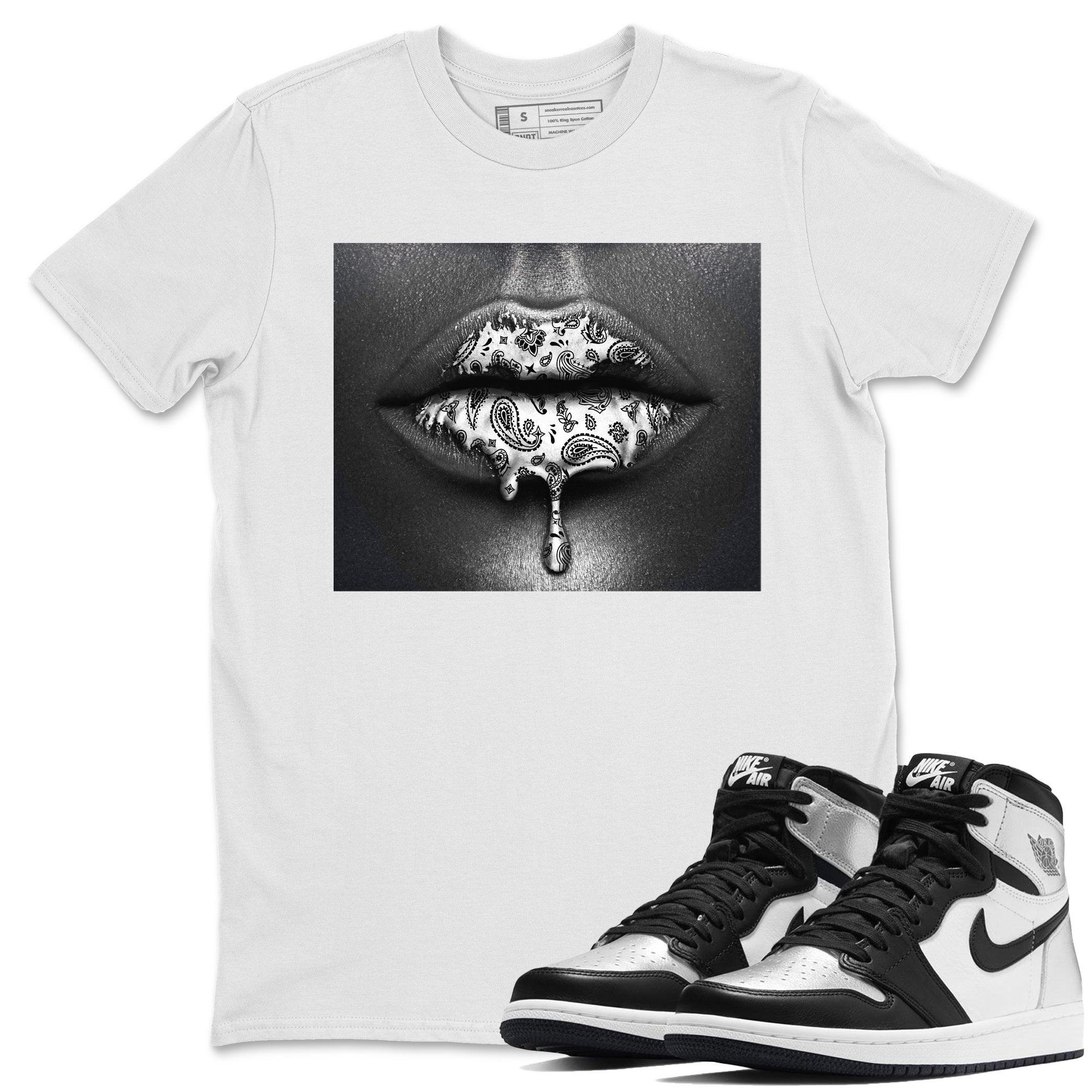 Bandana Lips Unisex Tops - Air Jordan 1 Silver Toe