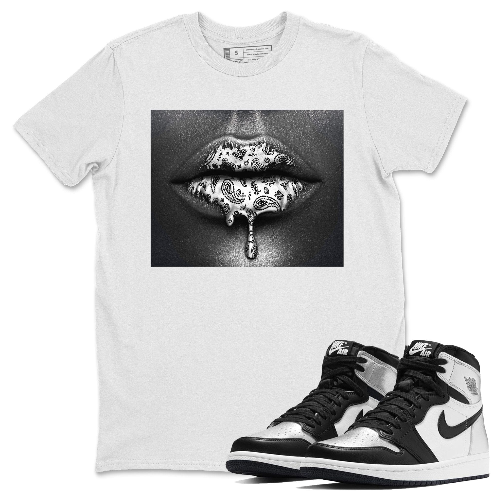 Bandana Lips Unisex Tops - Air Jordan 1 Silver Toe