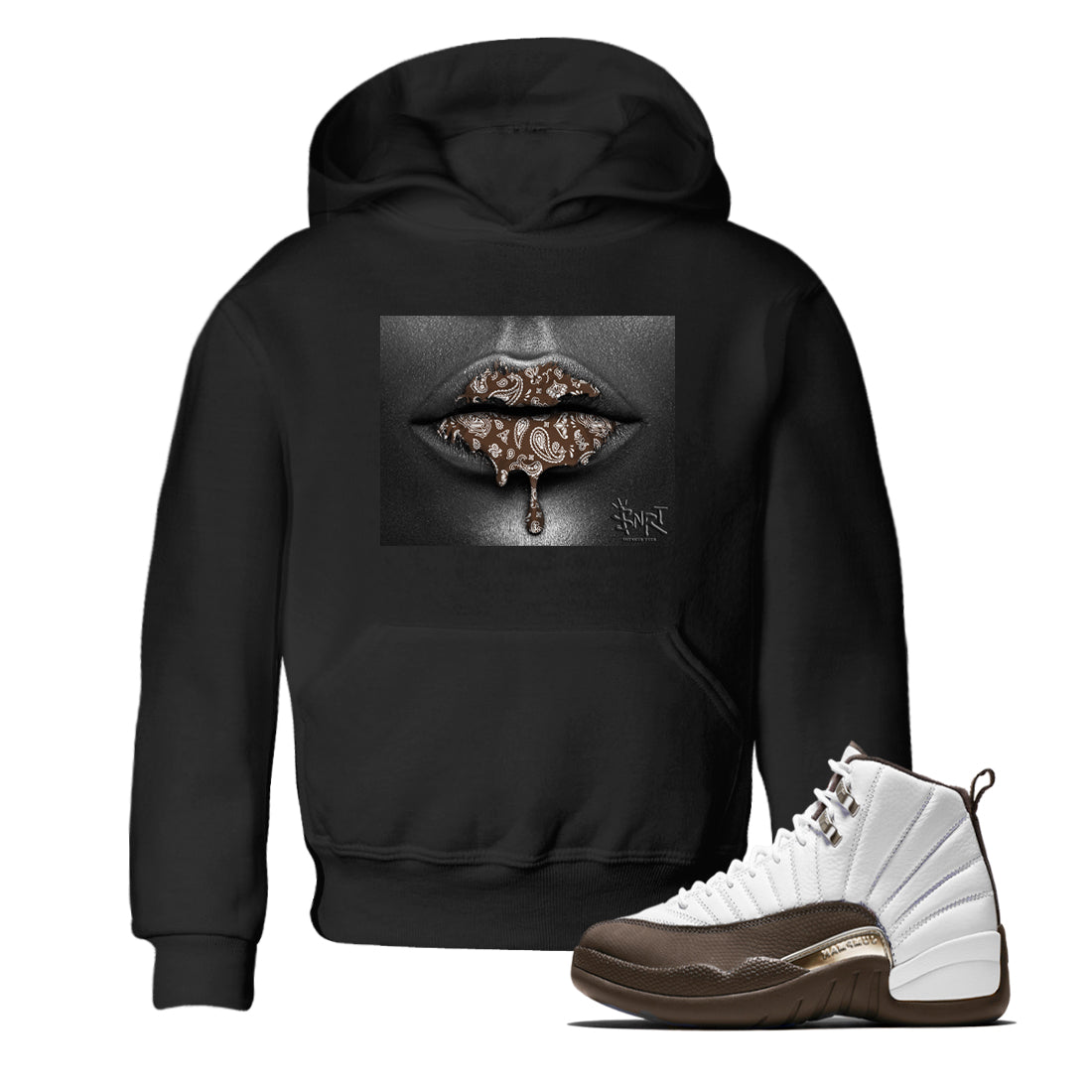 Bandana Lips snkmatch Tees Kids - Air Jordan 12 Baroque Brown