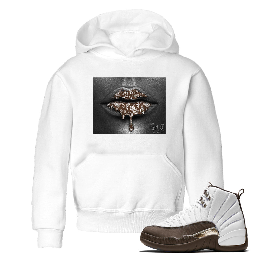 Bandana Lips snkmatch Tees Kids - Air Jordan 12 Baroque Brown