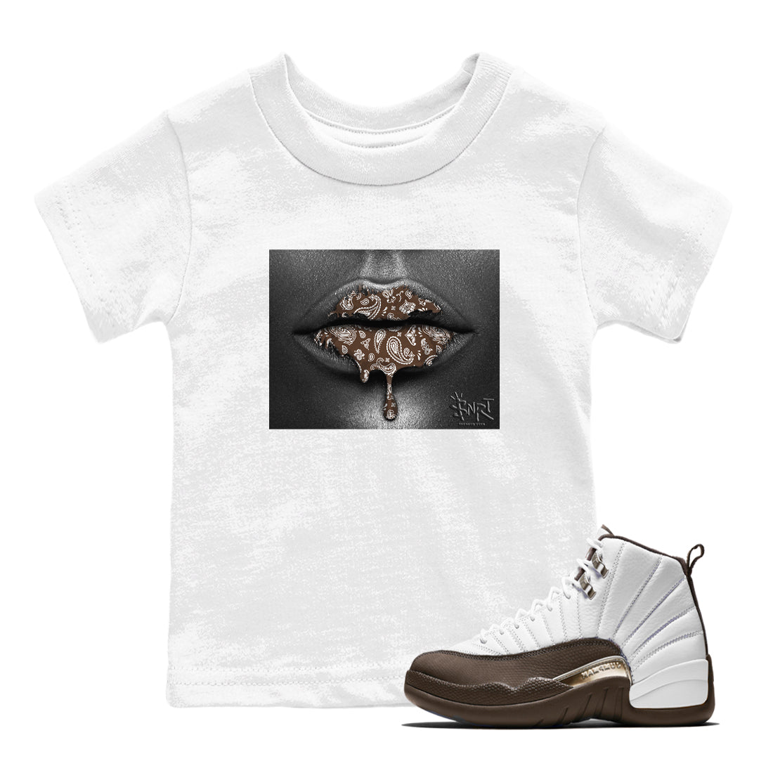 Bandana Lips snkmatch Tees Kids - Air Jordan 12 Baroque Brown