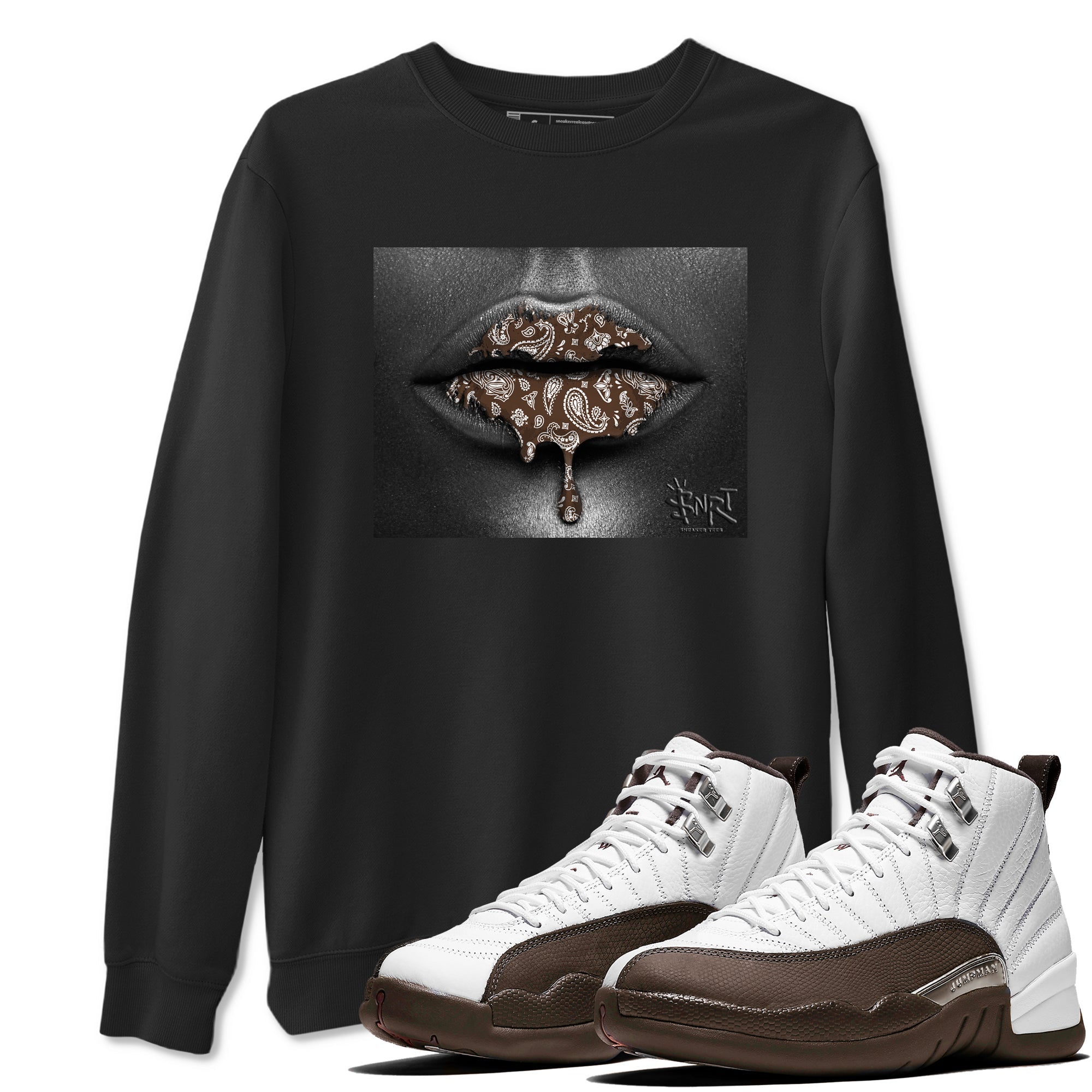 Bandana Lips snkmatch Tees - Air Jordan 12 Baroque Brown