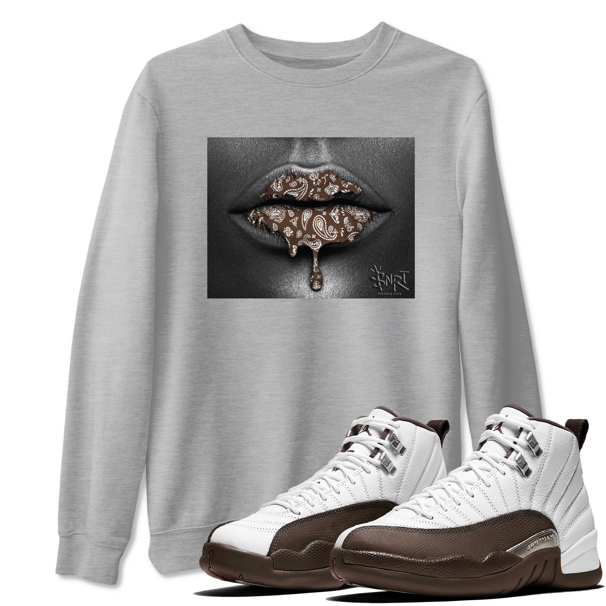 Bandana Lips snkmatch Tees - Air Jordan 12 Baroque Brown