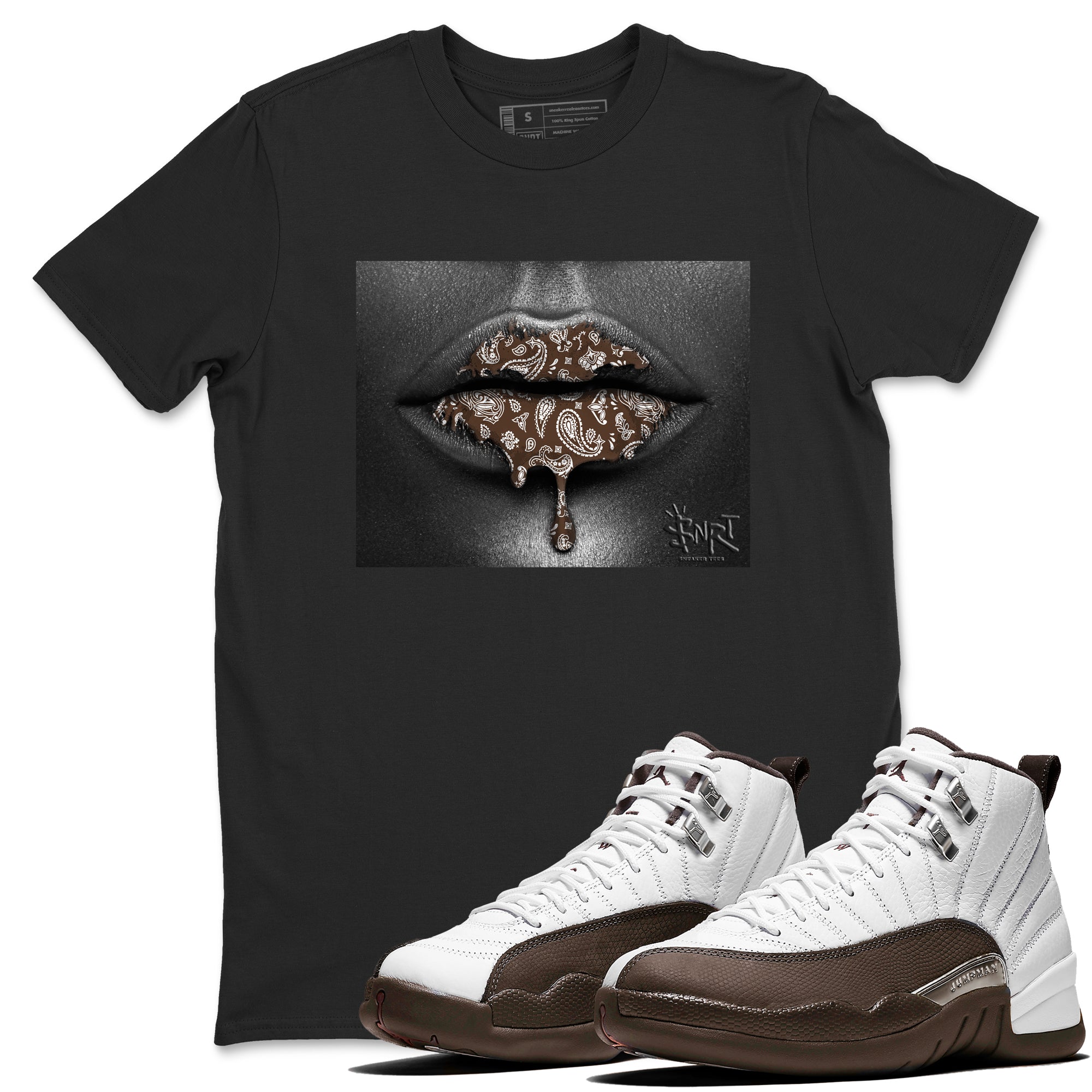 Bandana Lips snkmatch Tees - Air Jordan 12 Baroque Brown
