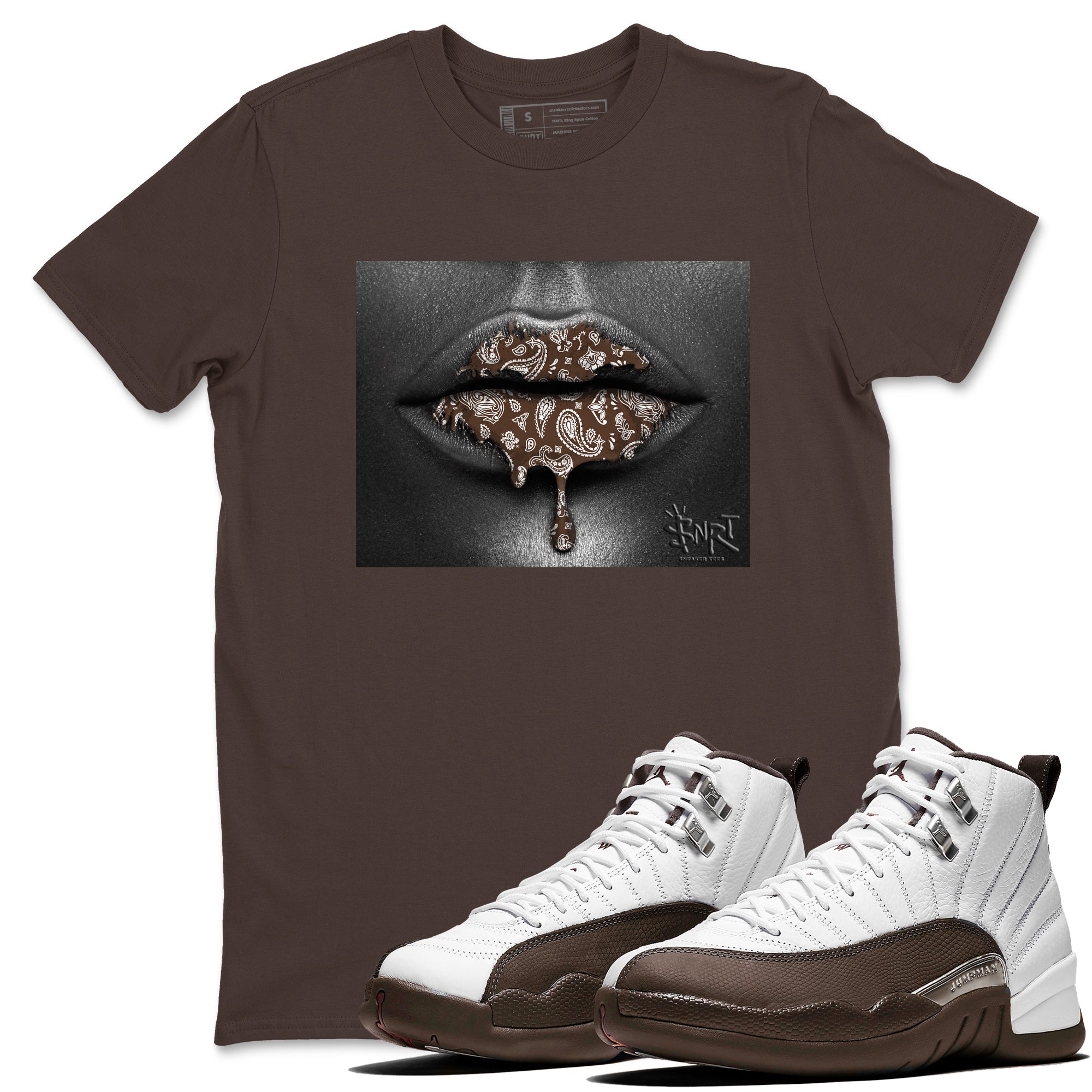 Bandana Lips snkmatch Tees - Air Jordan 12 Baroque Brown