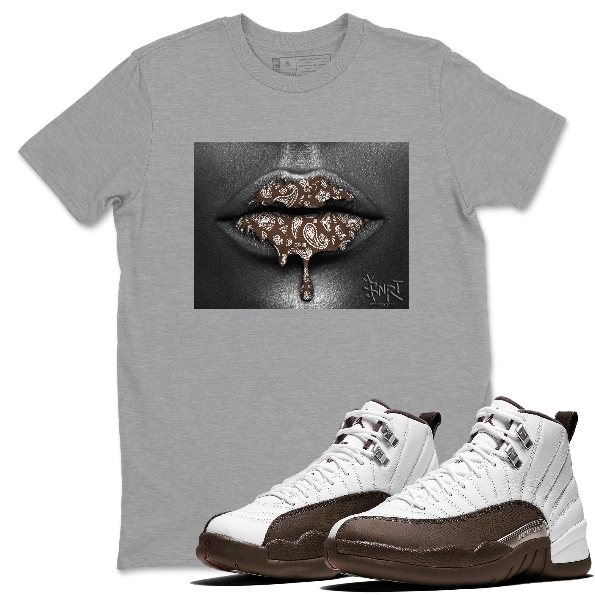 Bandana Lips snkmatch Tees - Air Jordan 12 Baroque Brown