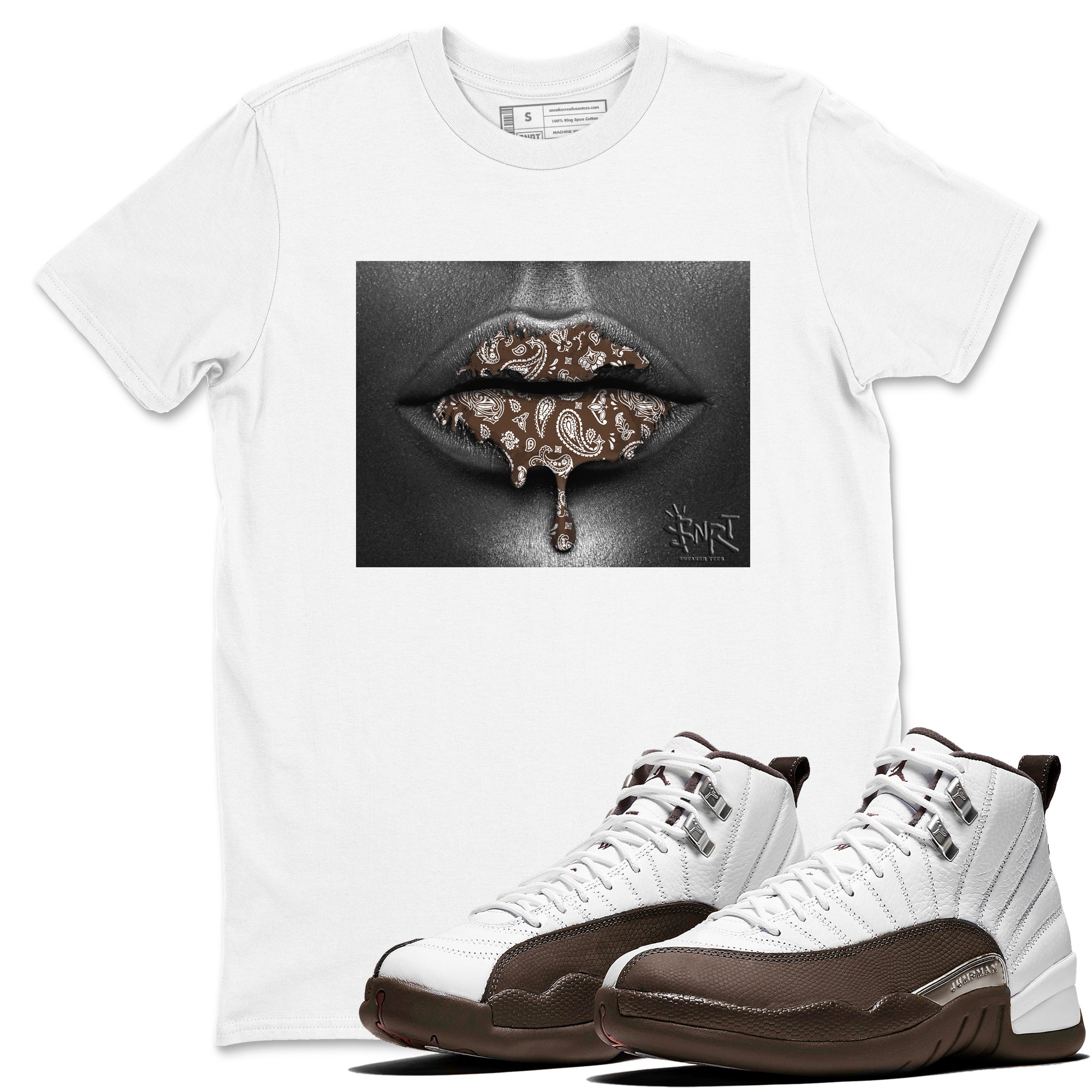 Bandana Lips snkmatch Tees - Air Jordan 12 Baroque Brown