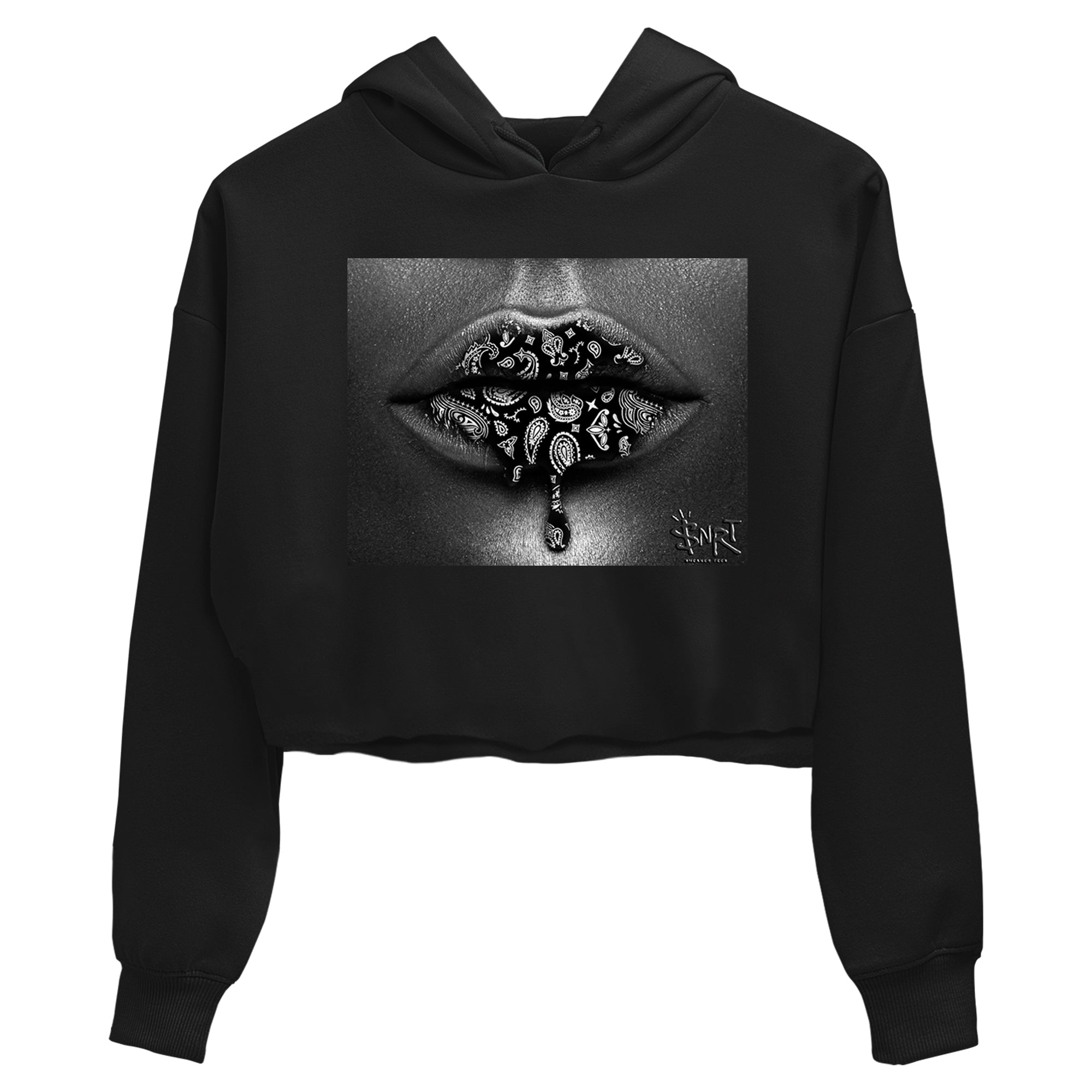 Bandana Lips snkmatch Women's Top - Air Jordan 12 Black Wolf Grey
