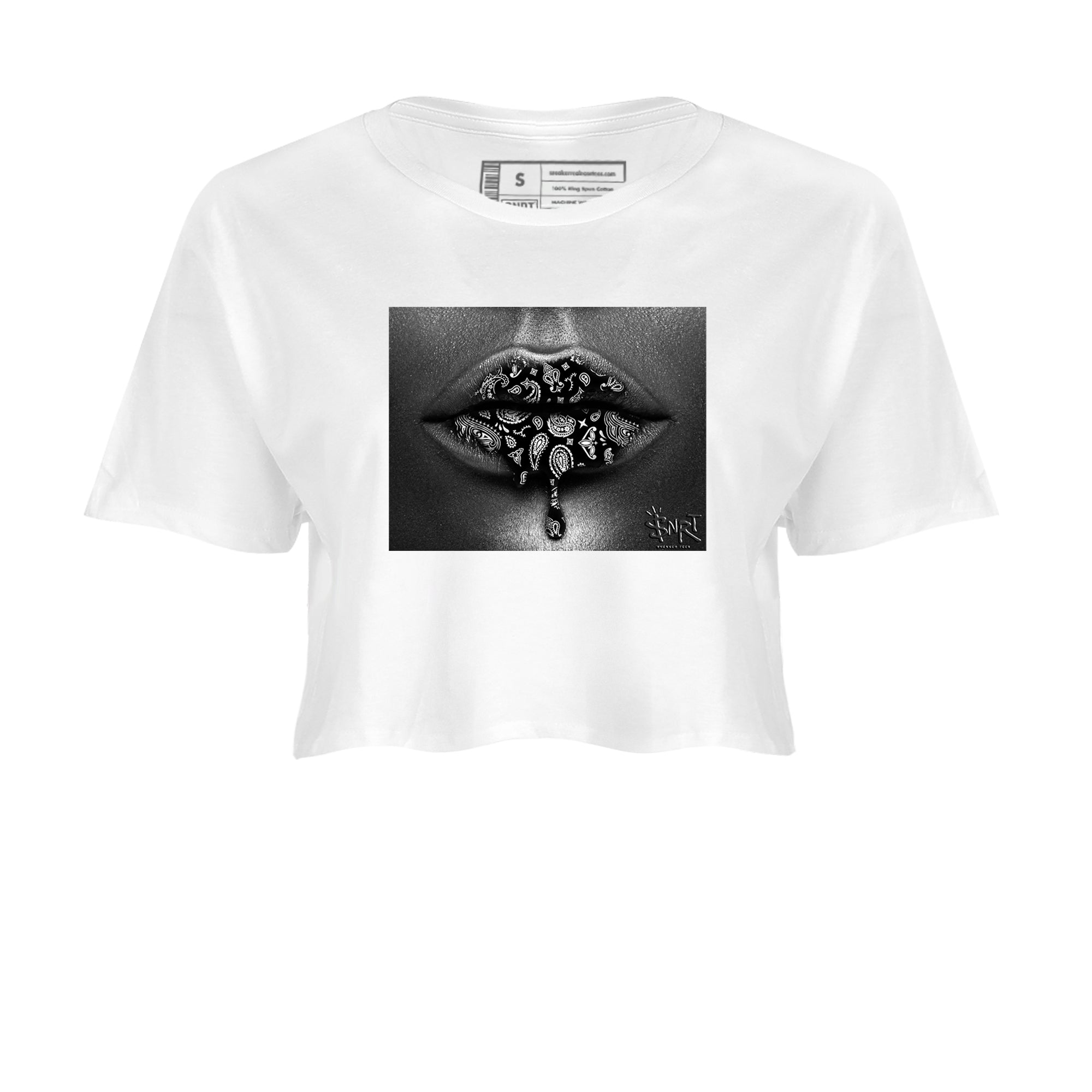 Bandana Lips snkmatch Women's Top - Air Jordan 12 Black Wolf Grey