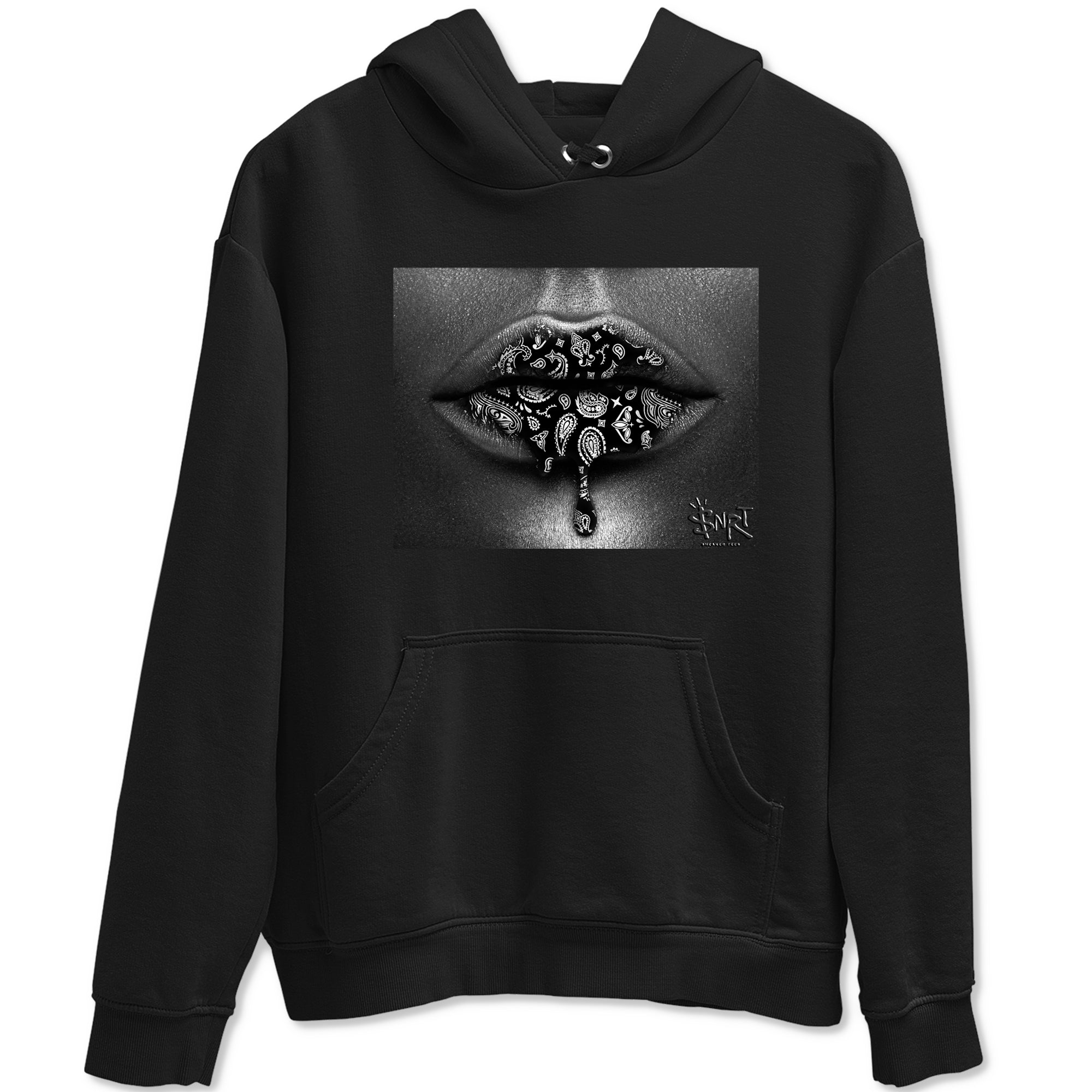 Bandana Lips snkmatch Tees - Air Jordan 12 Black Wolf Grey