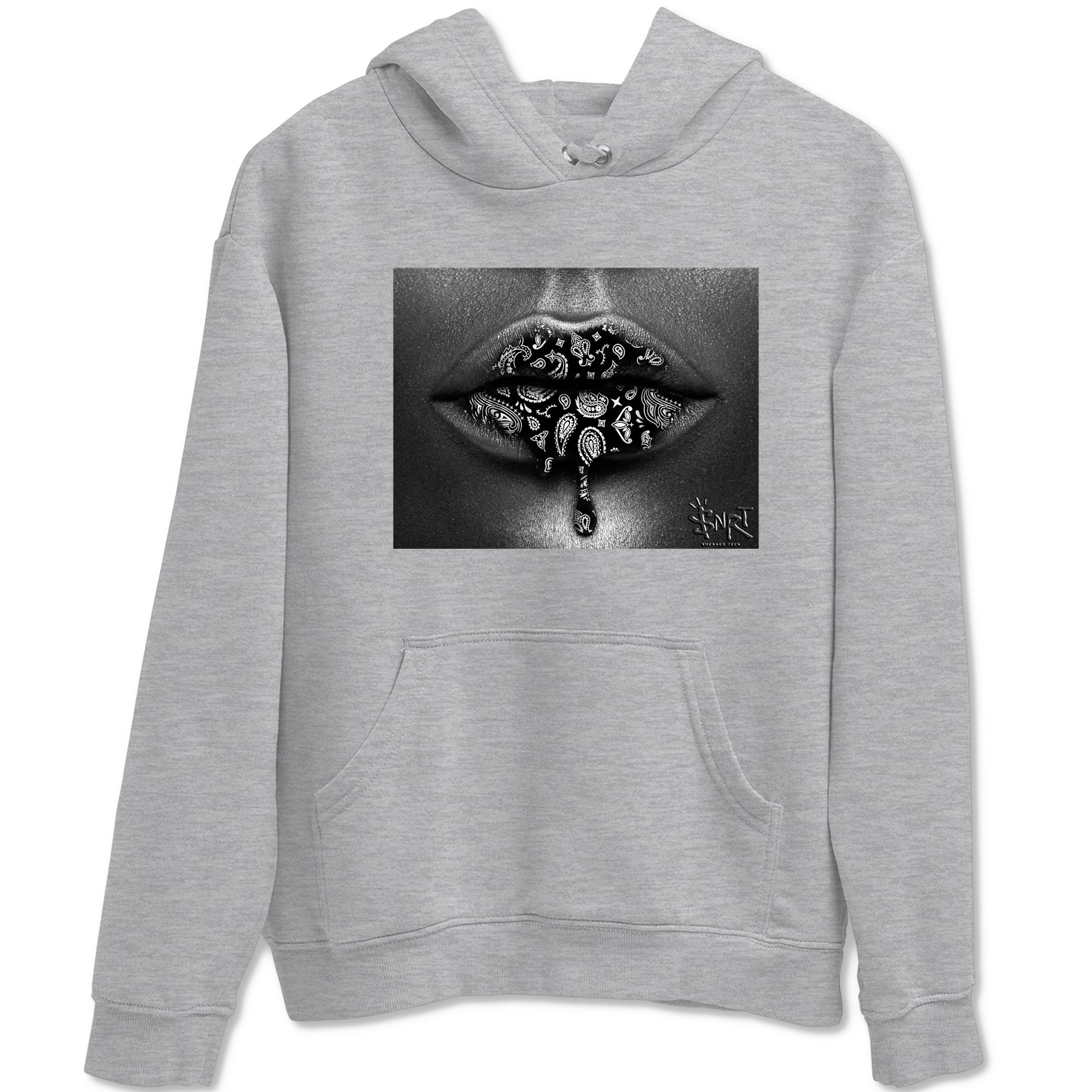 Bandana Lips snkmatch Tees - Air Jordan 12 Black Wolf Grey