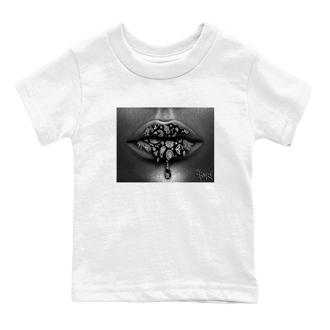 Bandana Lips snkmatch Tees Kids - Air Jordan 12 Black Wolf Grey